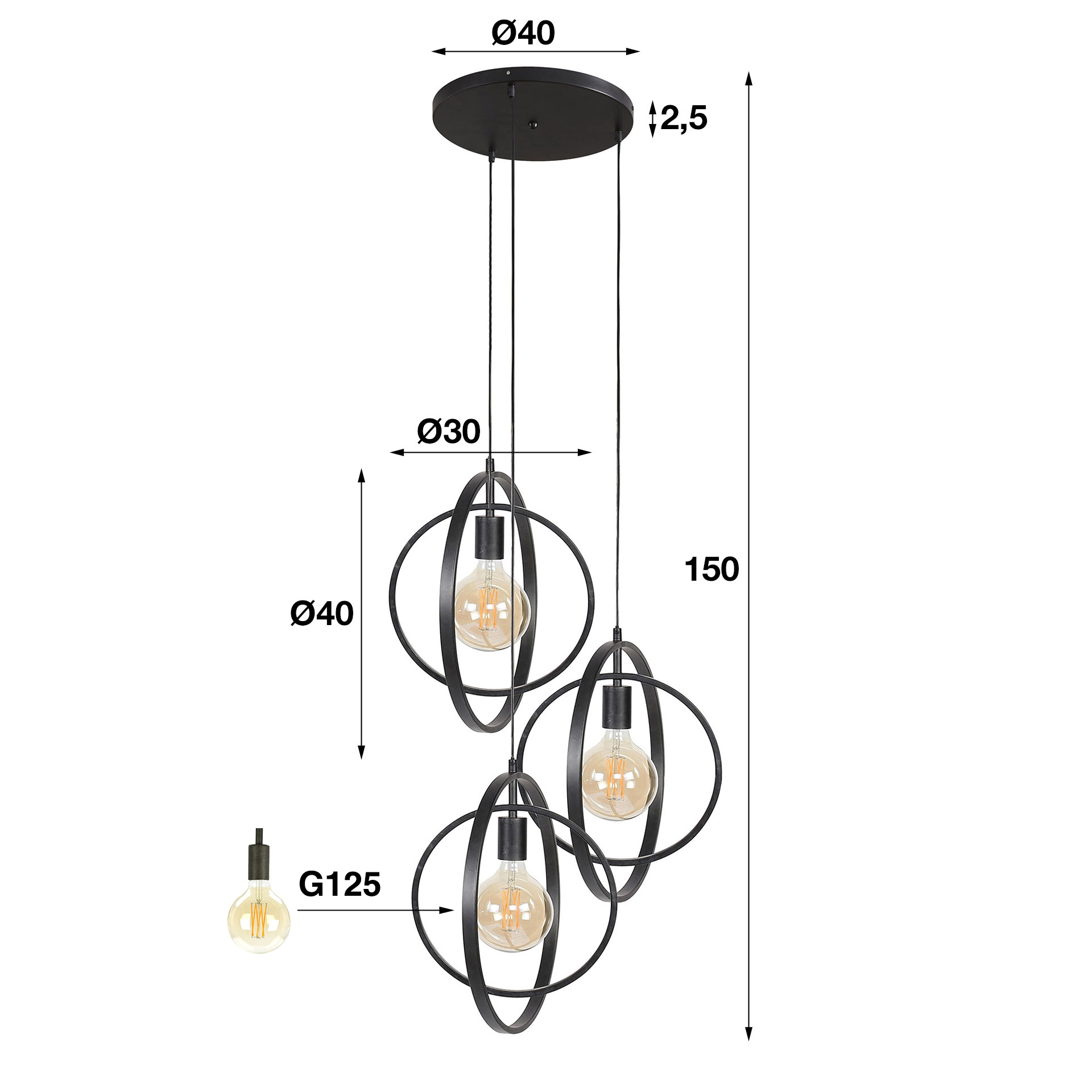 Hanging lamp 3L Endless stepped