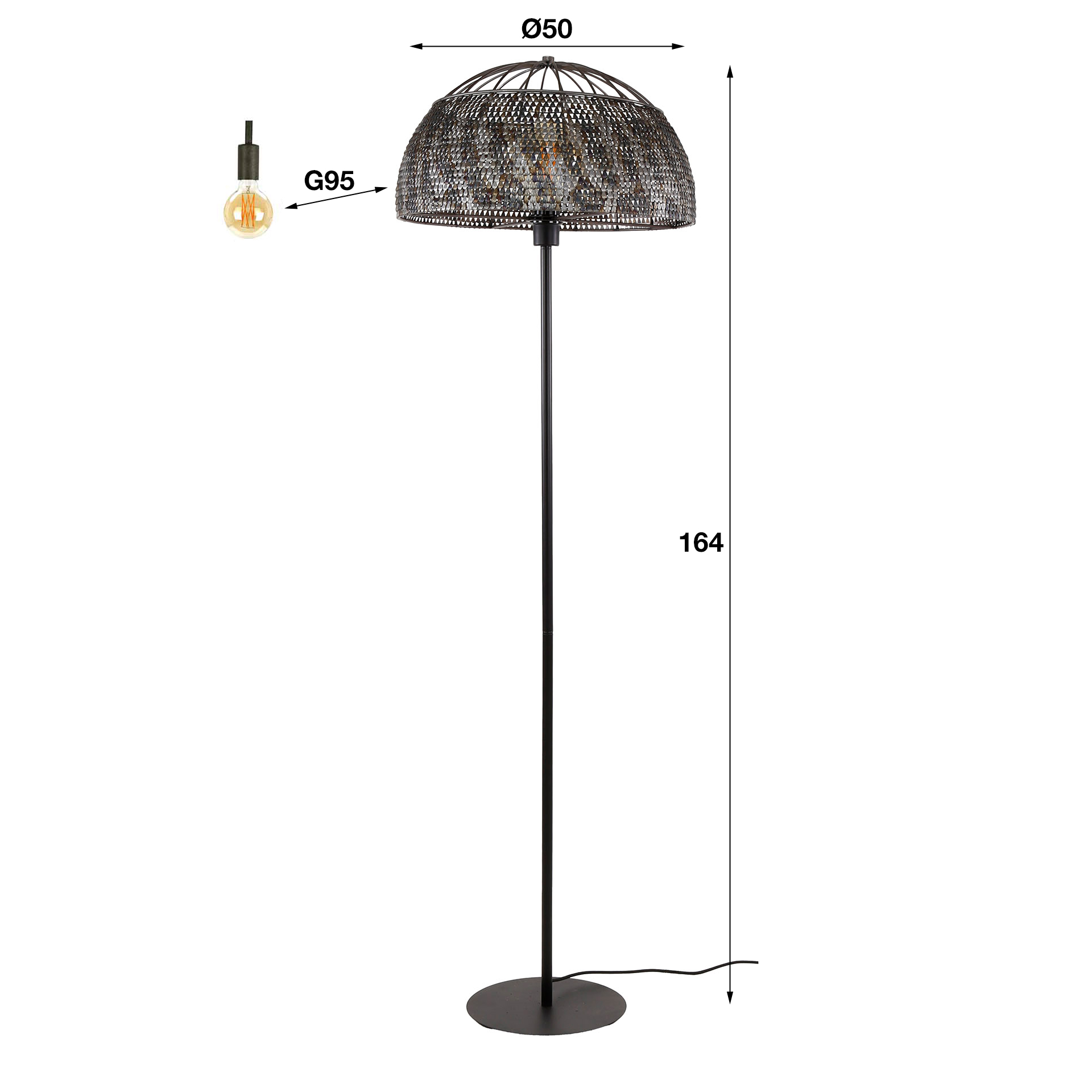 Floor lamp Ø50 armor open / Black brown