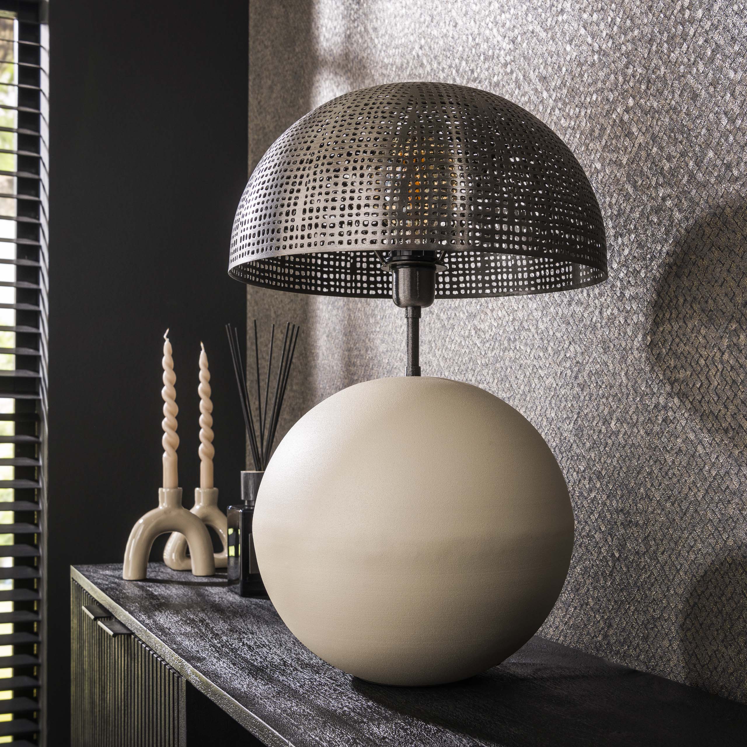 Table lamp 1L sphere natural L / Natural gray