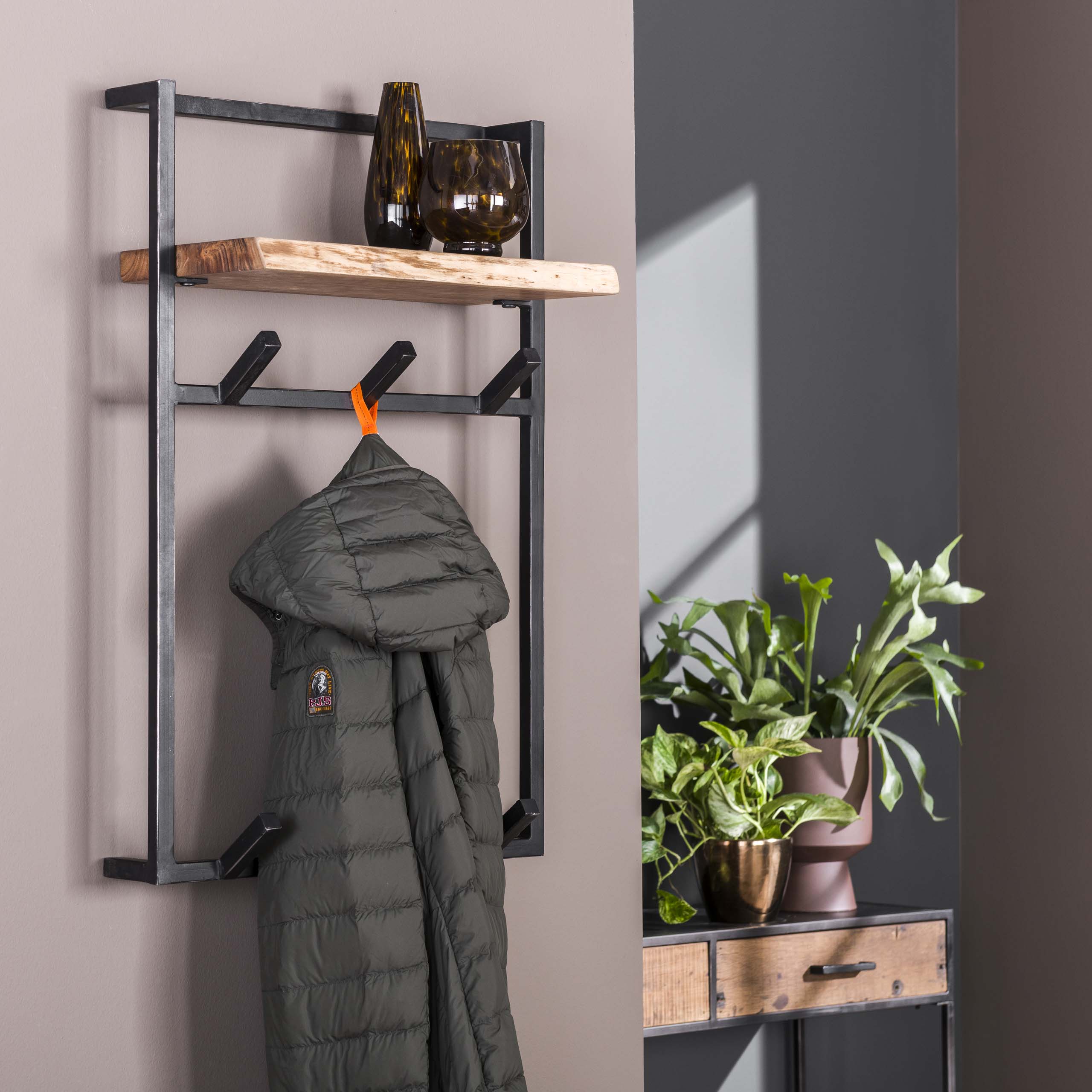 Coat rack Air Solid high - 6 hooks - Solid acacia
