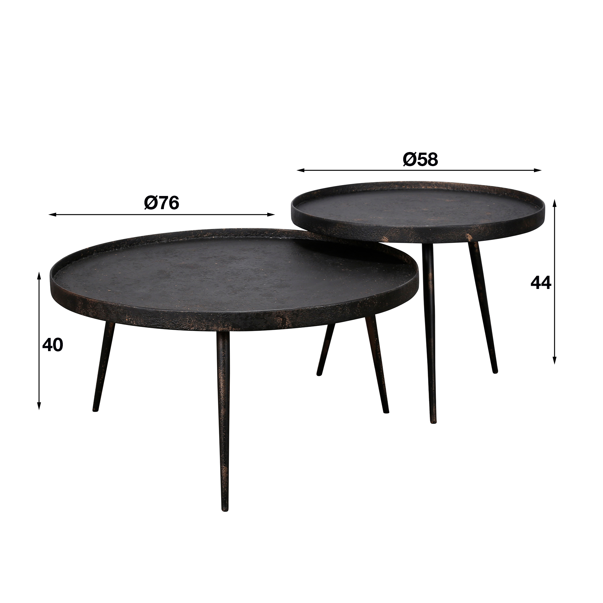 Mesa de centro redonda metálica - Juego de 2 - Gris