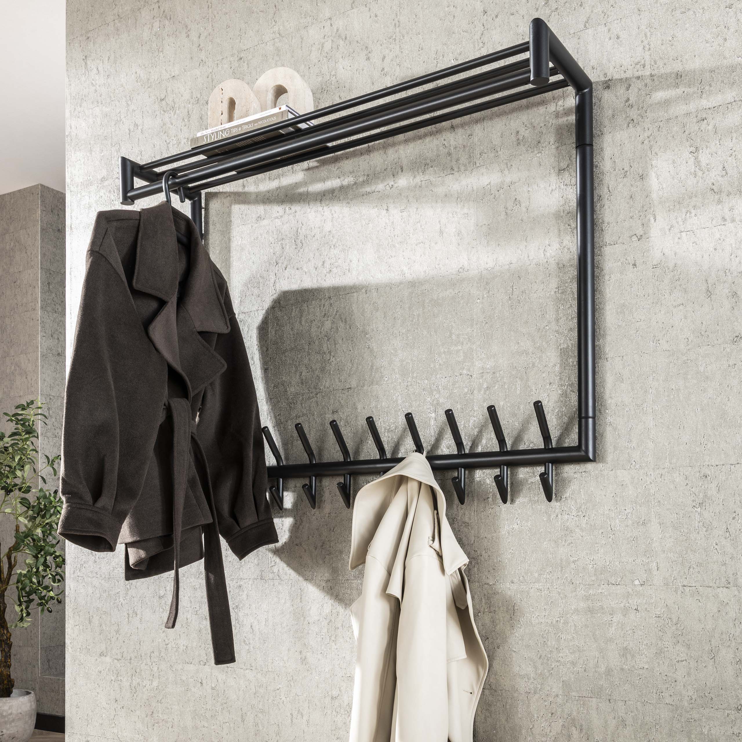Coat rack Tubo high - 2x10 hooks - Matt dark gray
