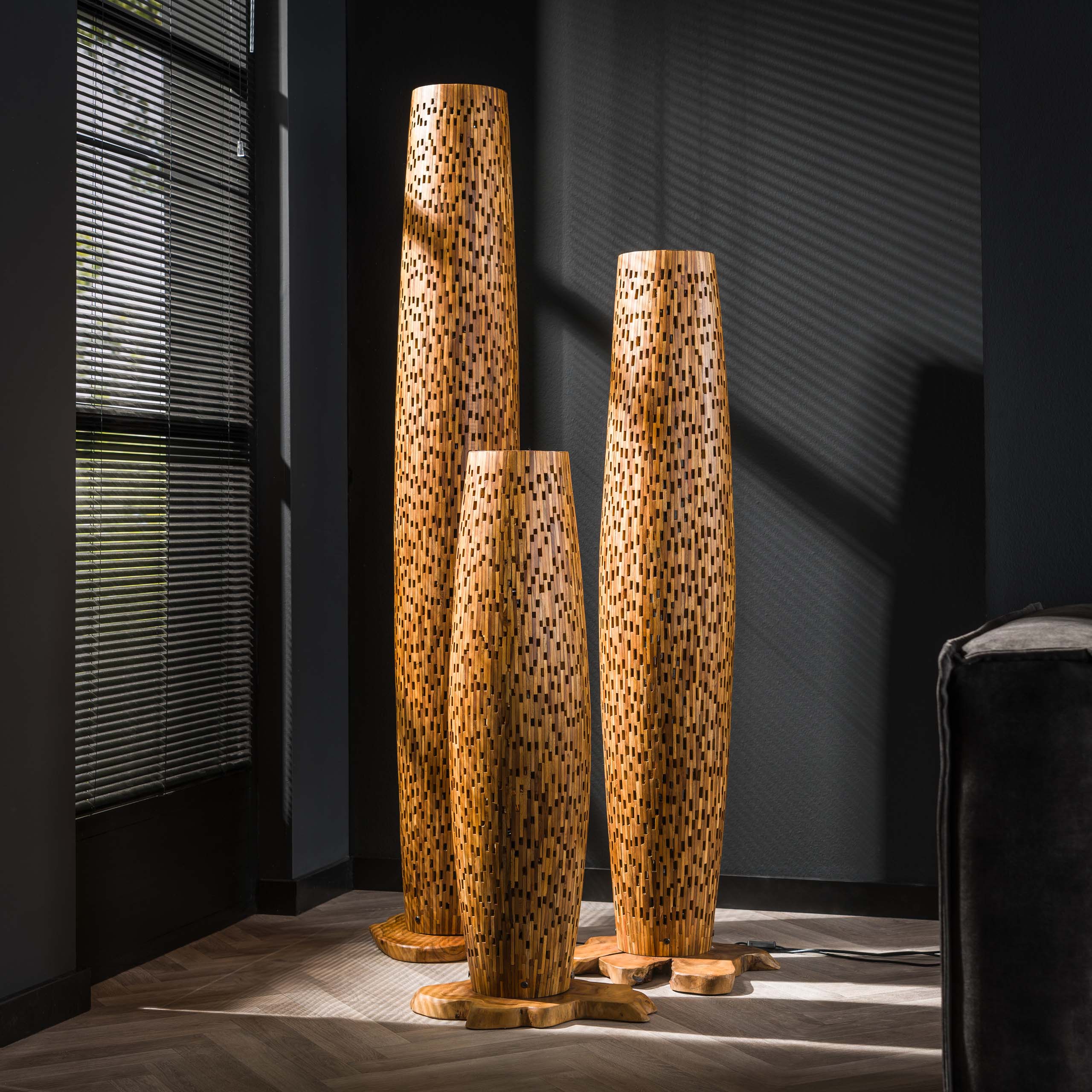 Lámpara de pie L barras / Madera maciza de teca reciclada