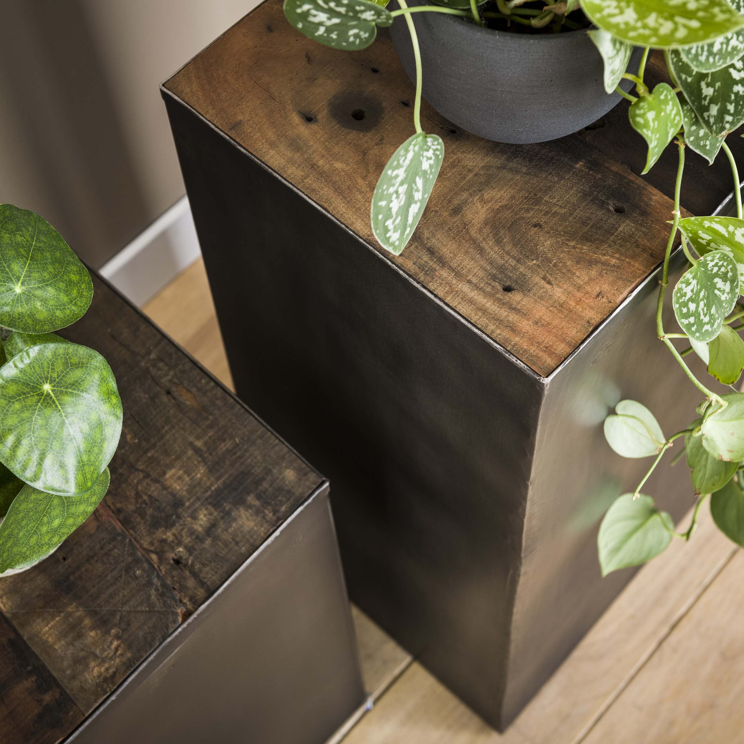 Flower column 50 natural brush Raft steel / Robust hardwood