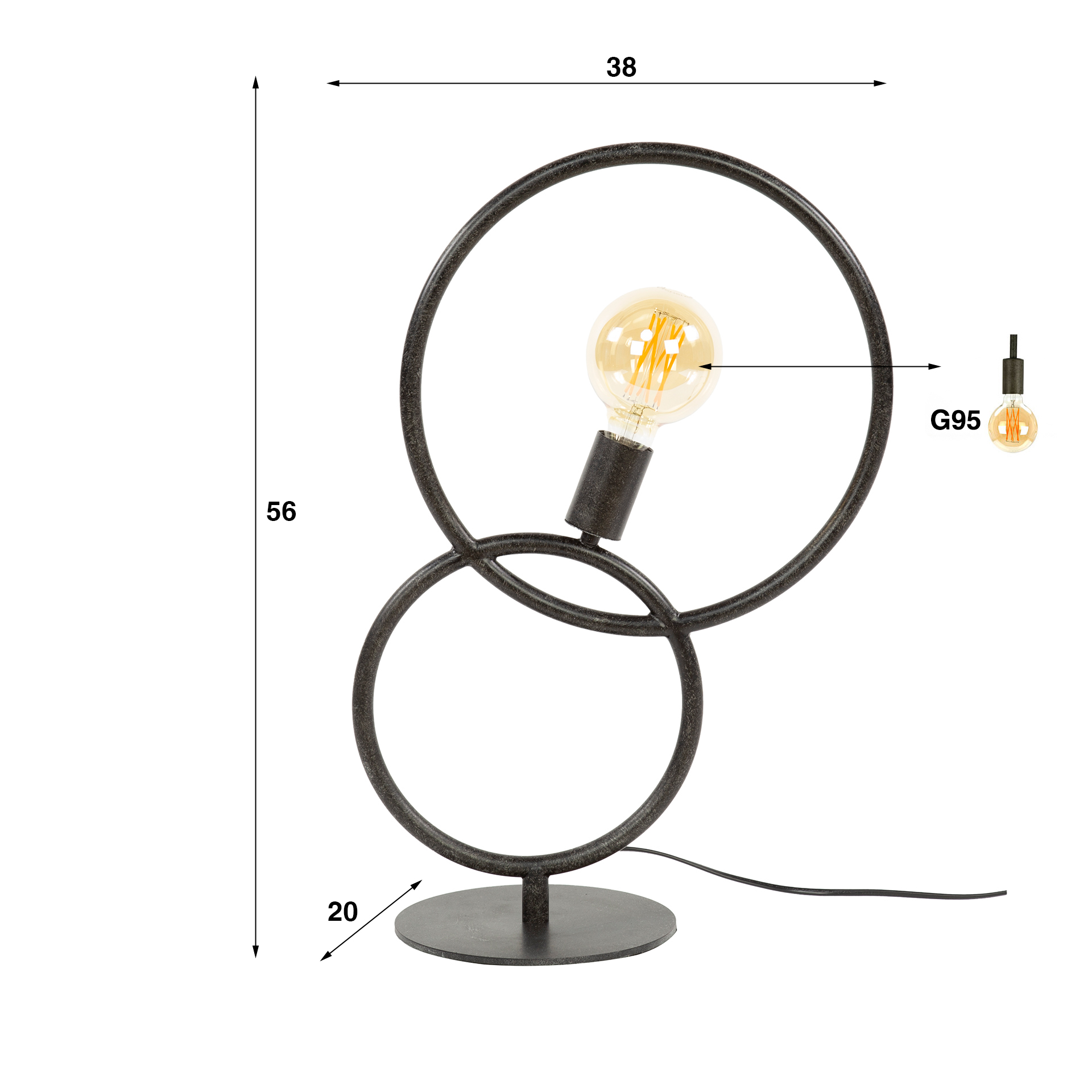 Table lamp Loop 1-light Artic - Black