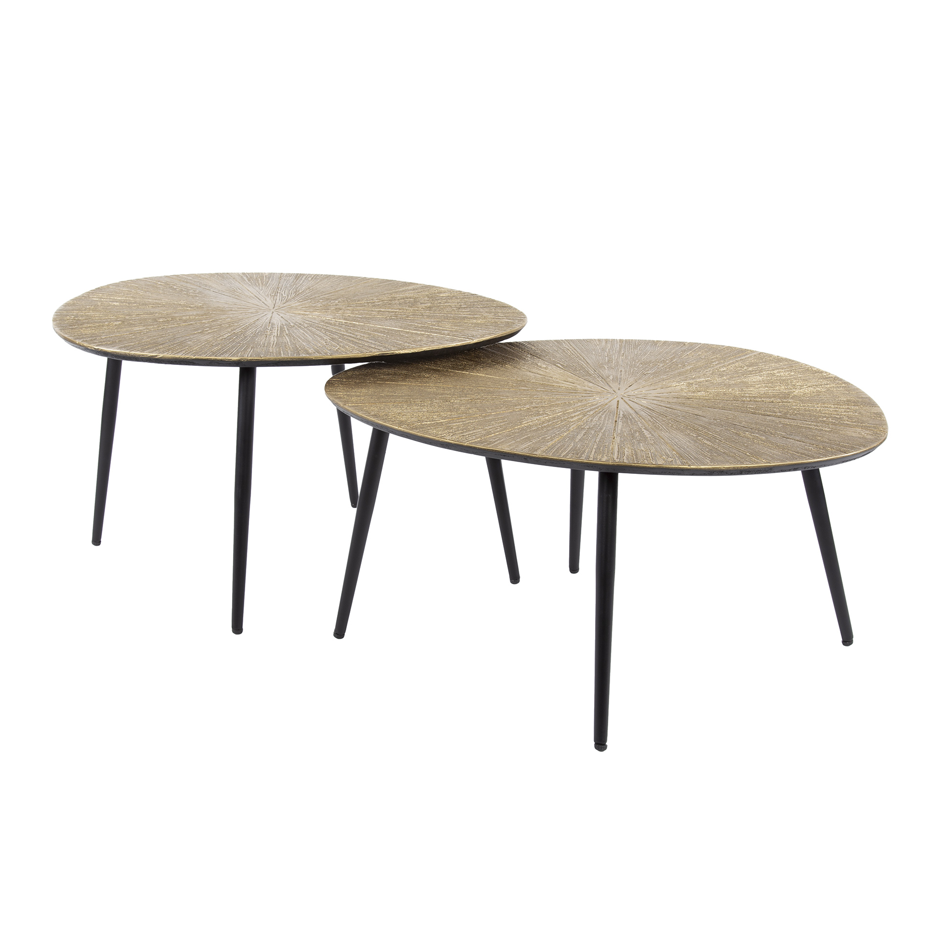 Coffee table Ray organic - Set of 2 - Antique gold