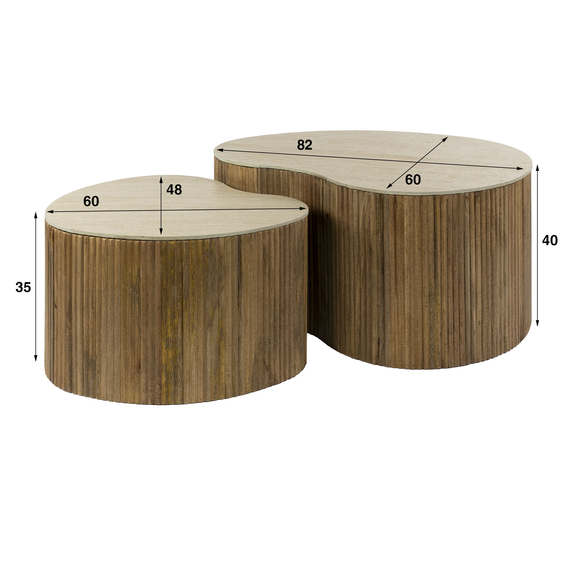 Coffee table Nuovo kidney shaped - Set of 2 - Solid mango