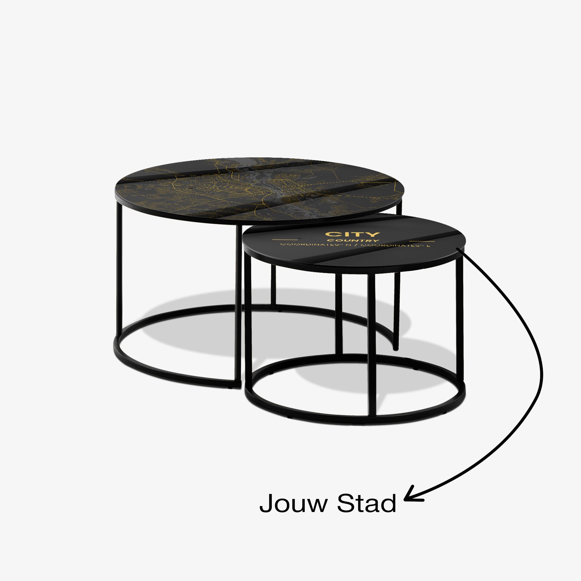 Coffee Table Black - Custom Golden City Map