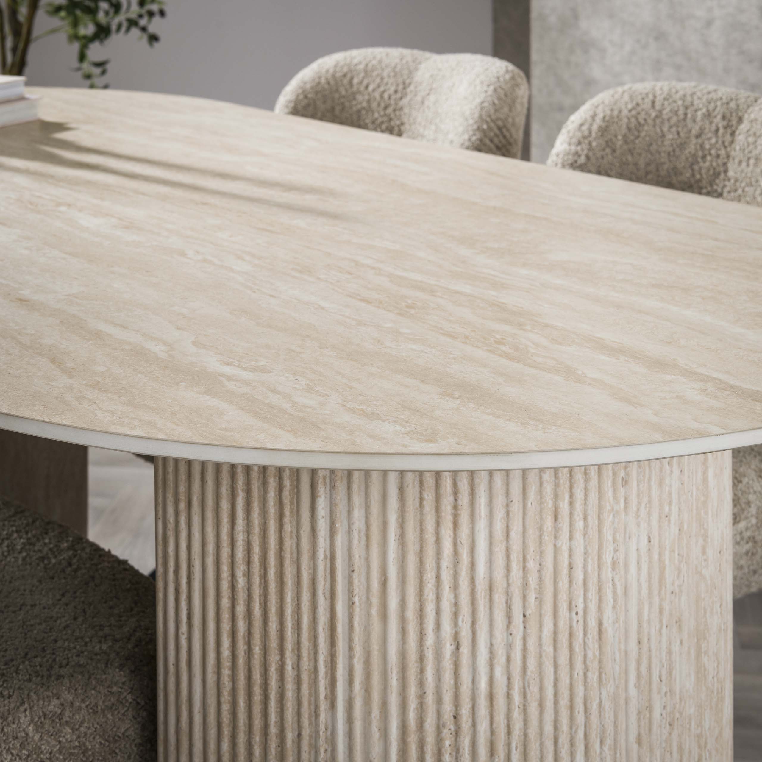 Romano Arch dining table flat oval 180 cm - Ceramic travertine