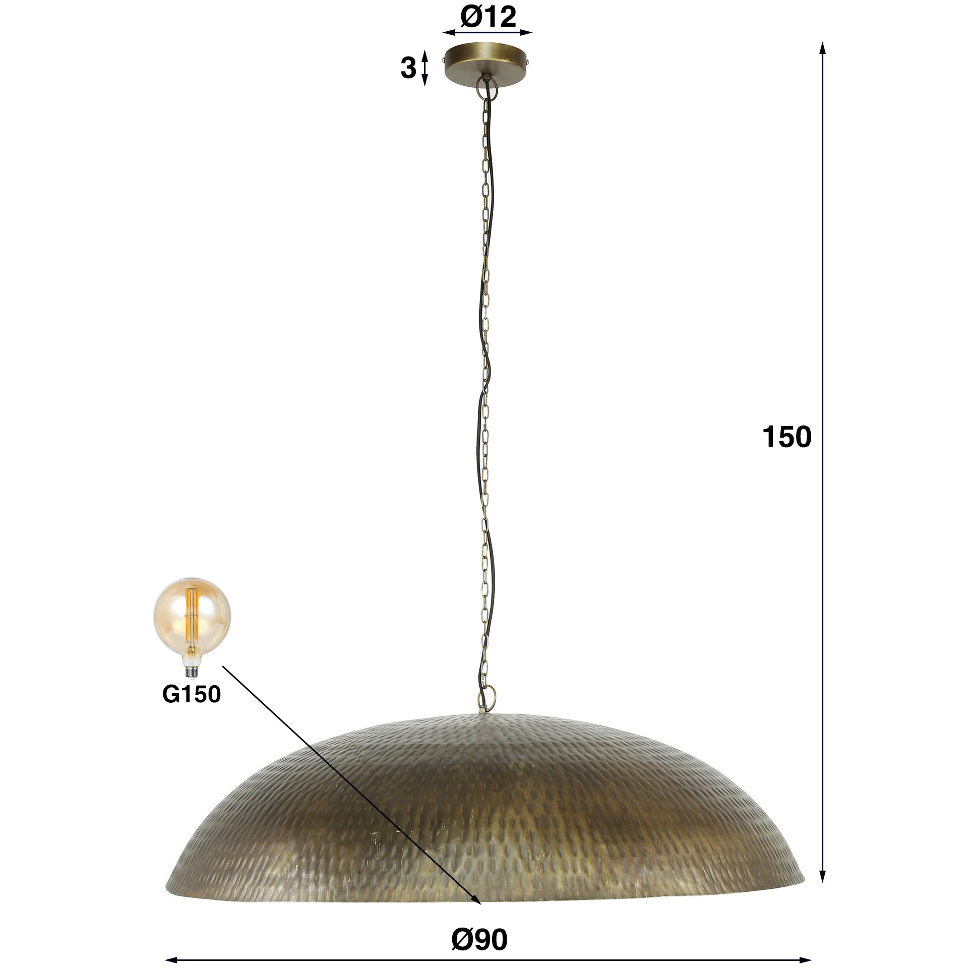 Lámpara colgante Cupola 1 luz Ø90 - Bronce antiguo