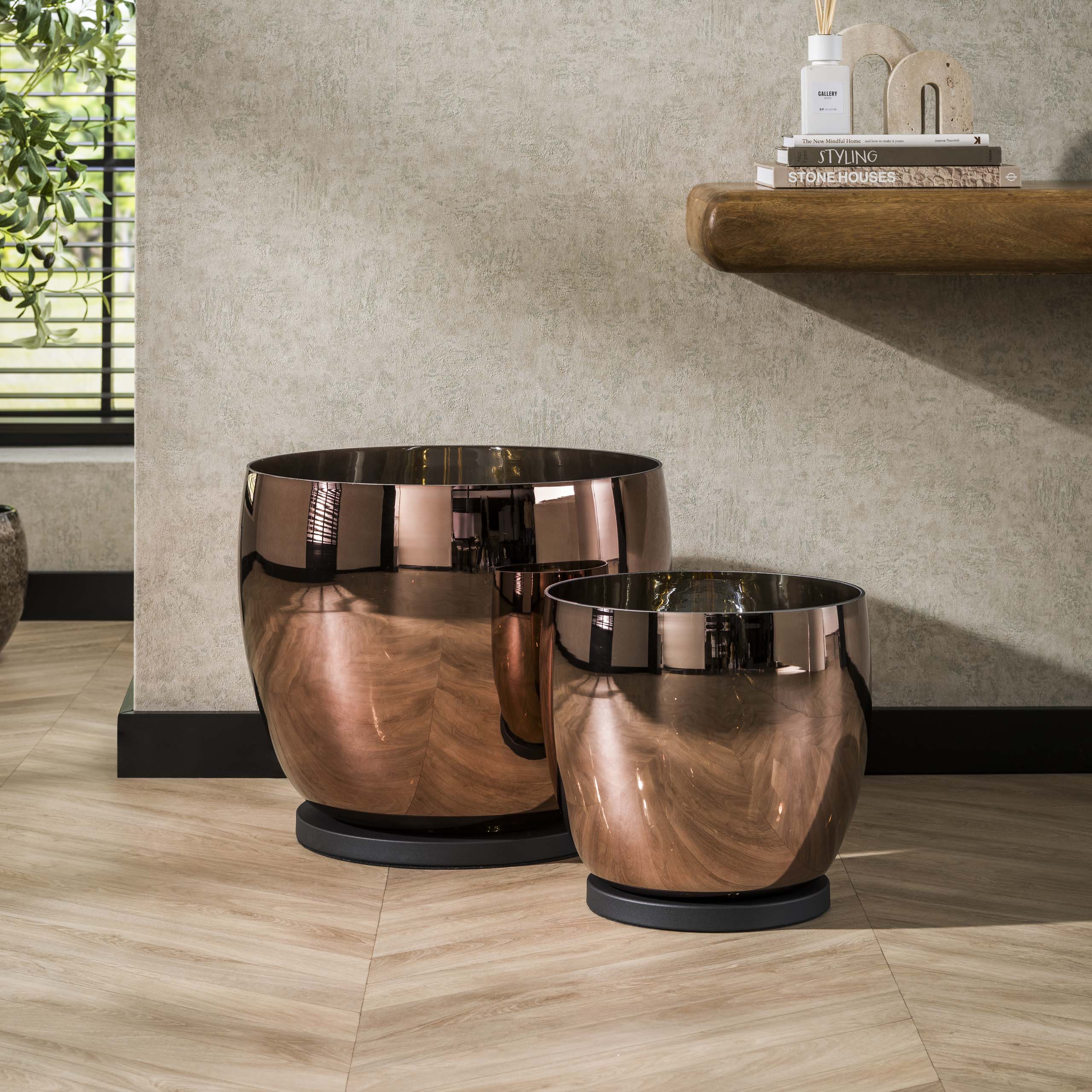 Floor lamp UP XL 1-light copper glass