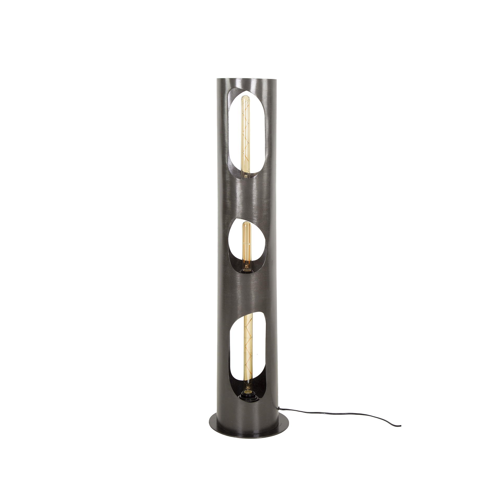 Floor lamp Organic Cylinder 3-light - Black nickel