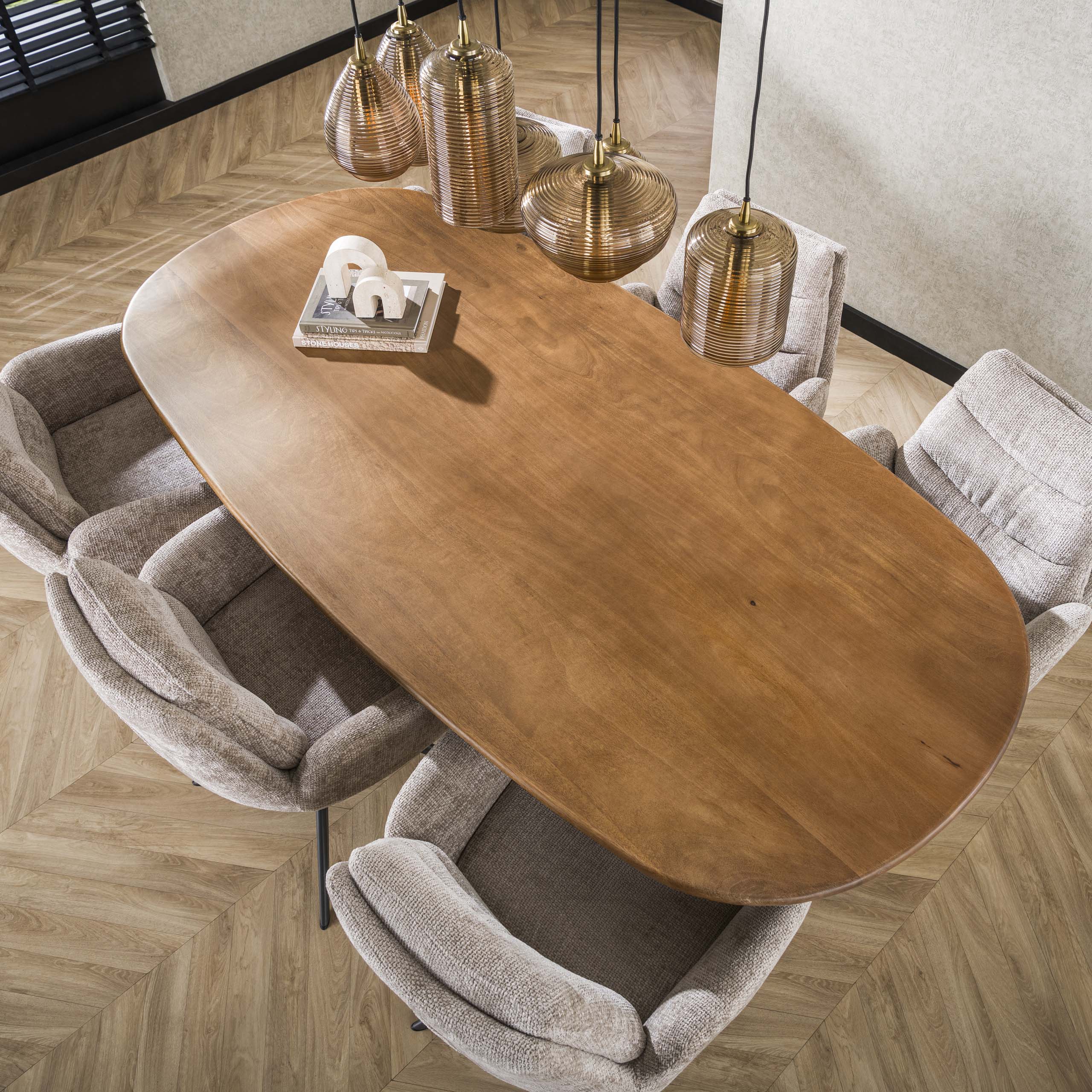 Cliff oval dining table 215 cm - Solid mango sand color