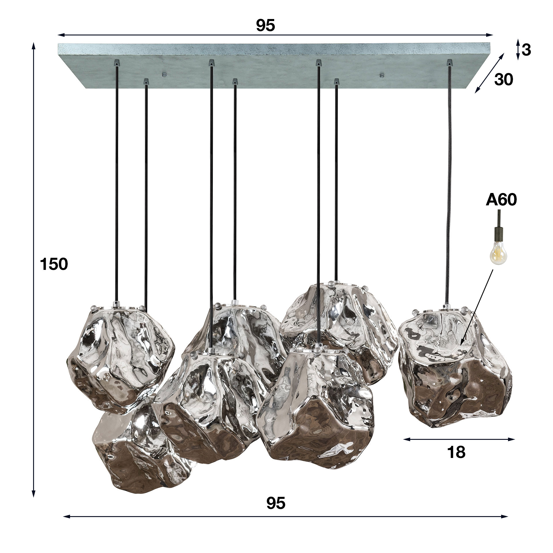 Hanging lamp 7L Stone