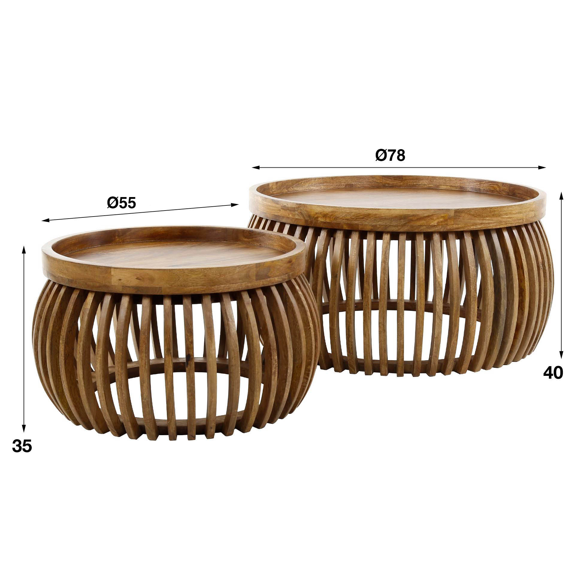 Coffee table Tweak Curve - set of 2 - Solid mango sand