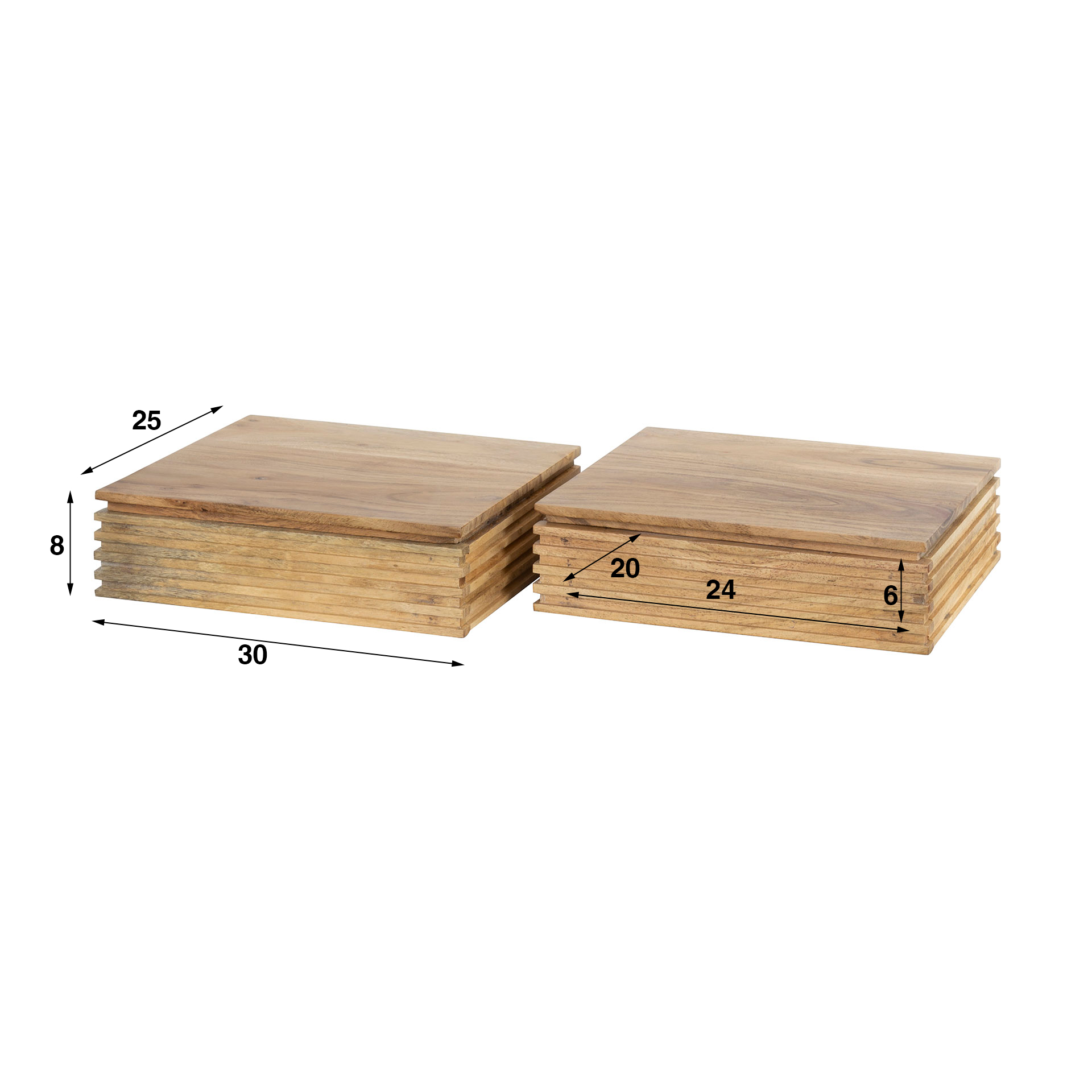Mesita de noche Layer XS 1 cajón - juego de 2 - Acacia maciza