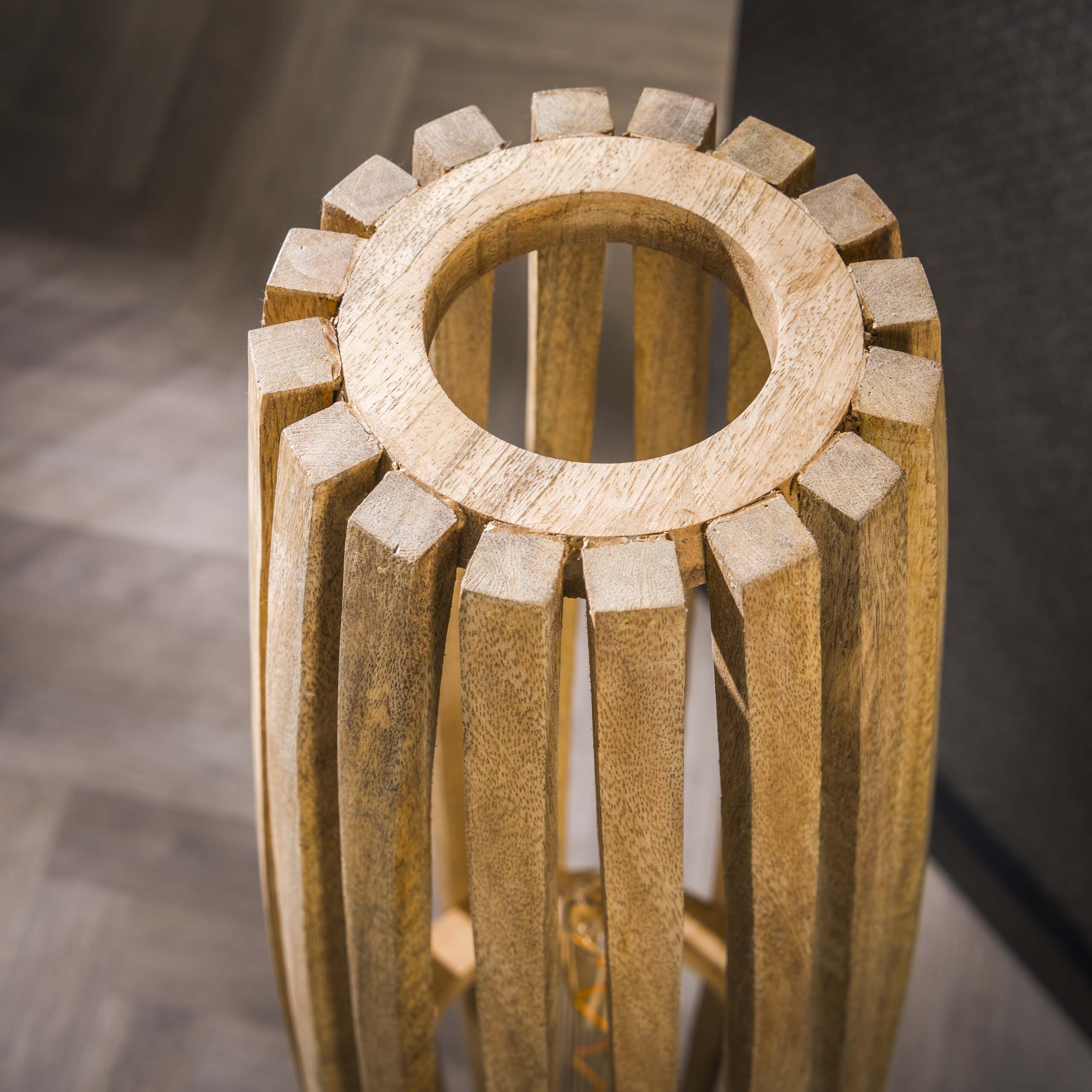Floor lamp 2L orbit / Solid mango natural
