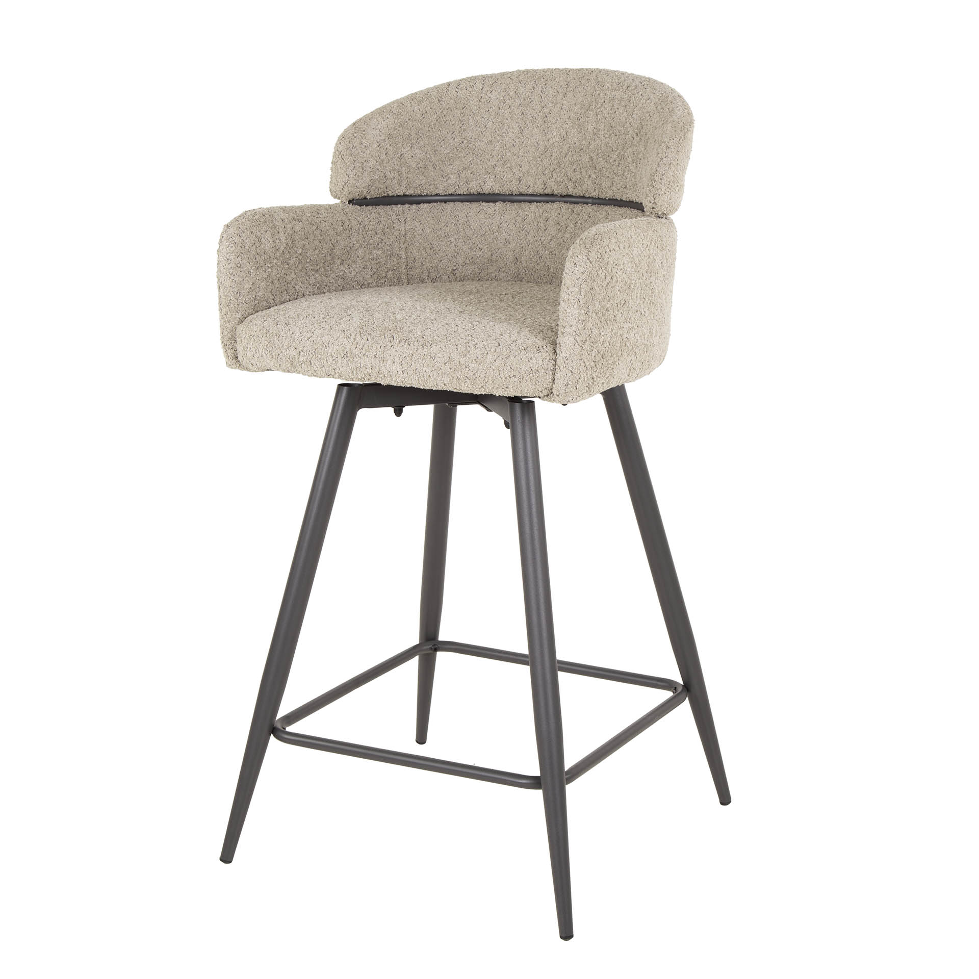 Bar chair swivel boucle round back VPE2 / Boucle sand color