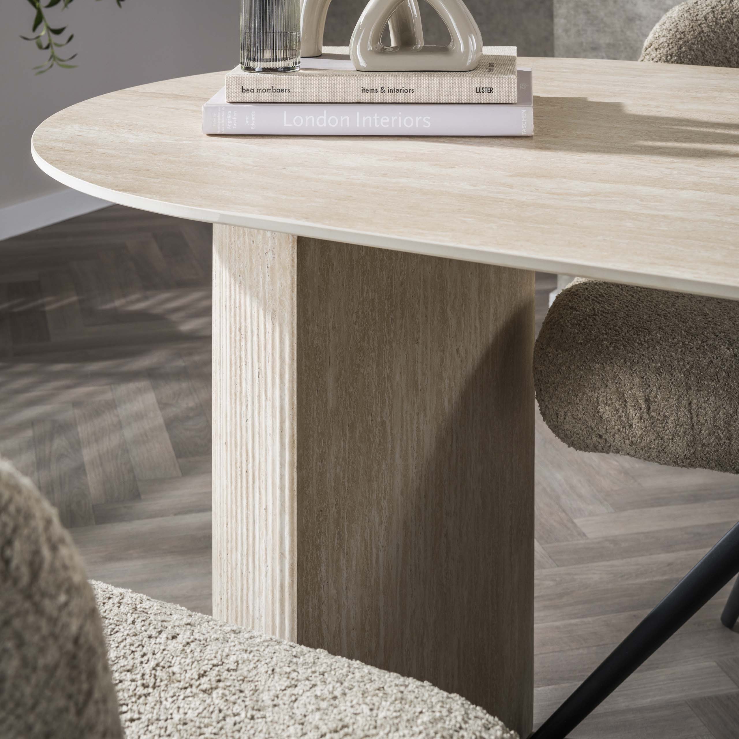 Romano Arch dining table flat oval 180 cm - Ceramic travertine