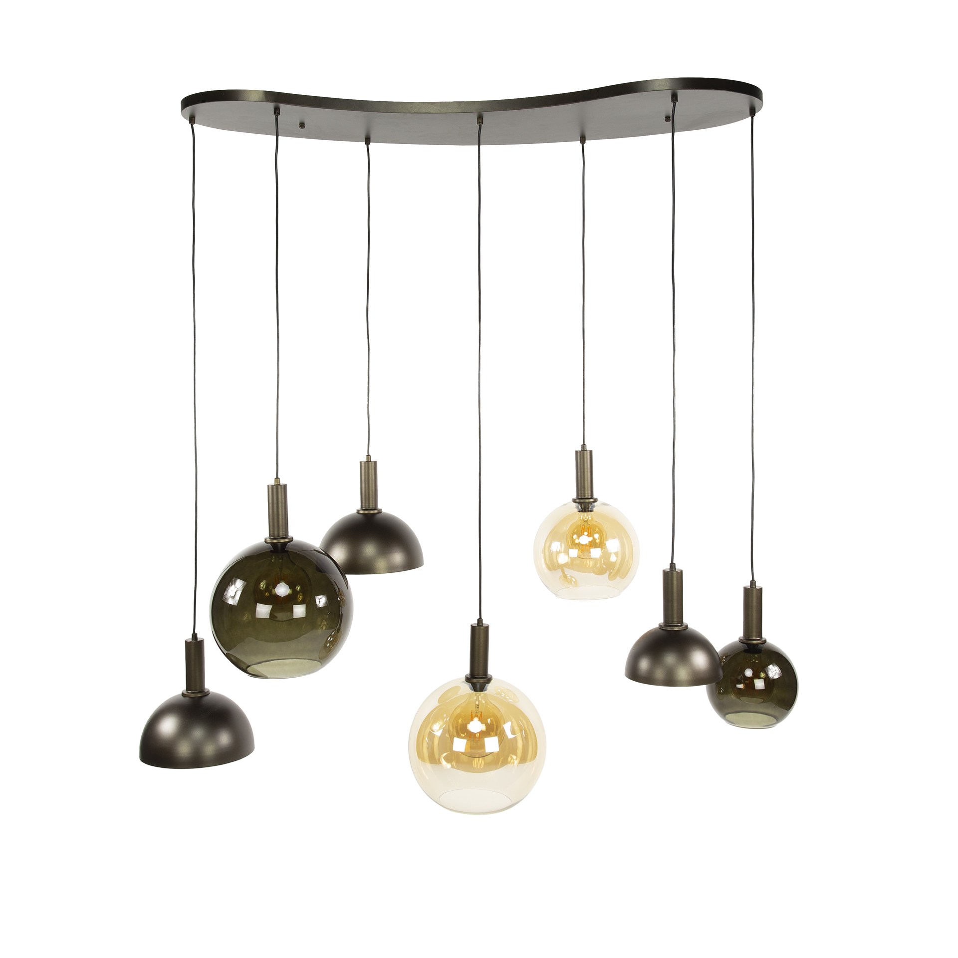 Hanging lamp Cluster 4+3-light Sienna brown
