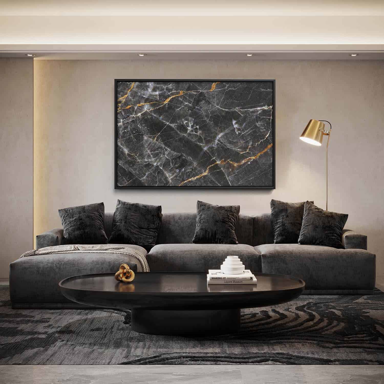 "Black,  White & Gold Stone"