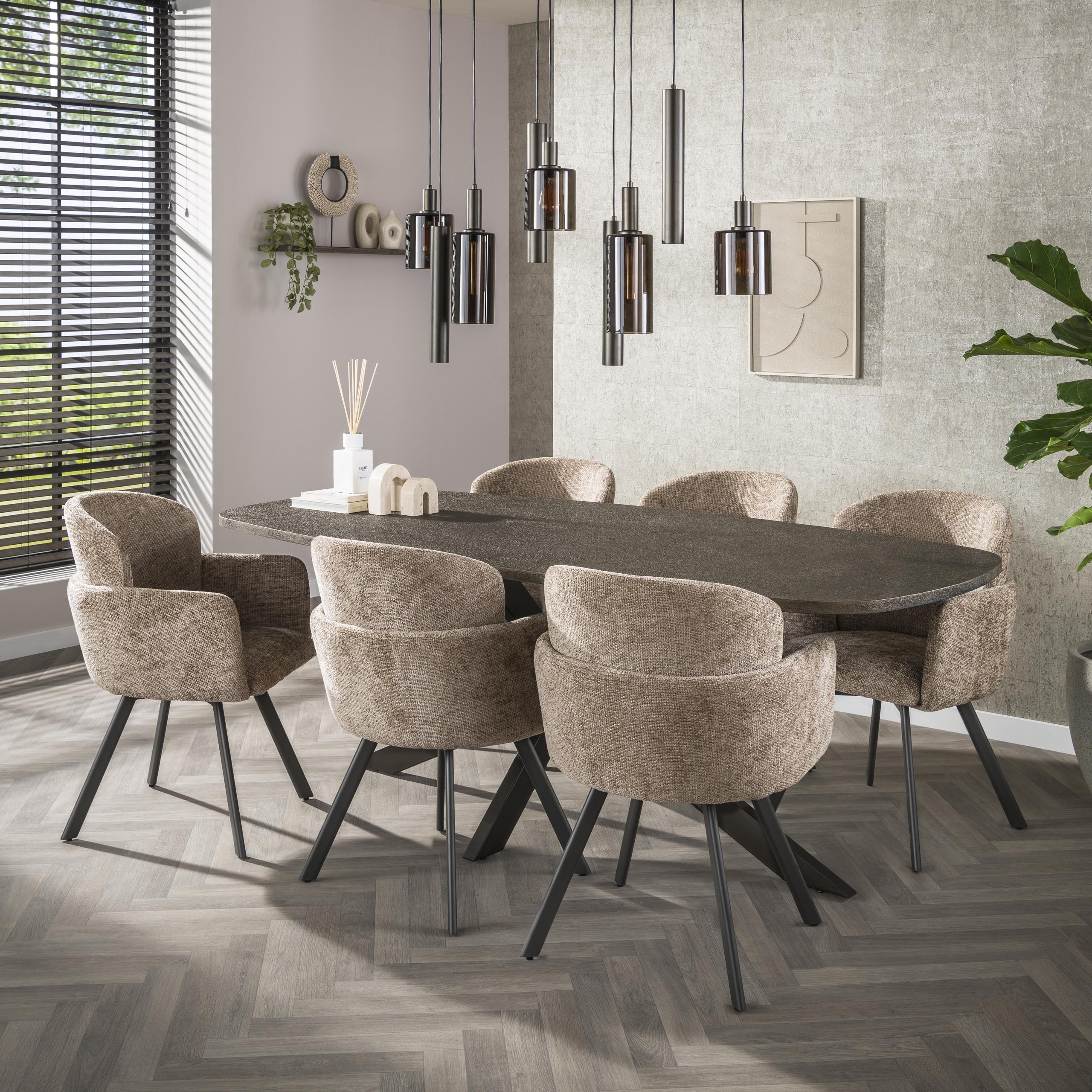 Bronvik Danish oval dining table 215 cm - Bronze liquid metal