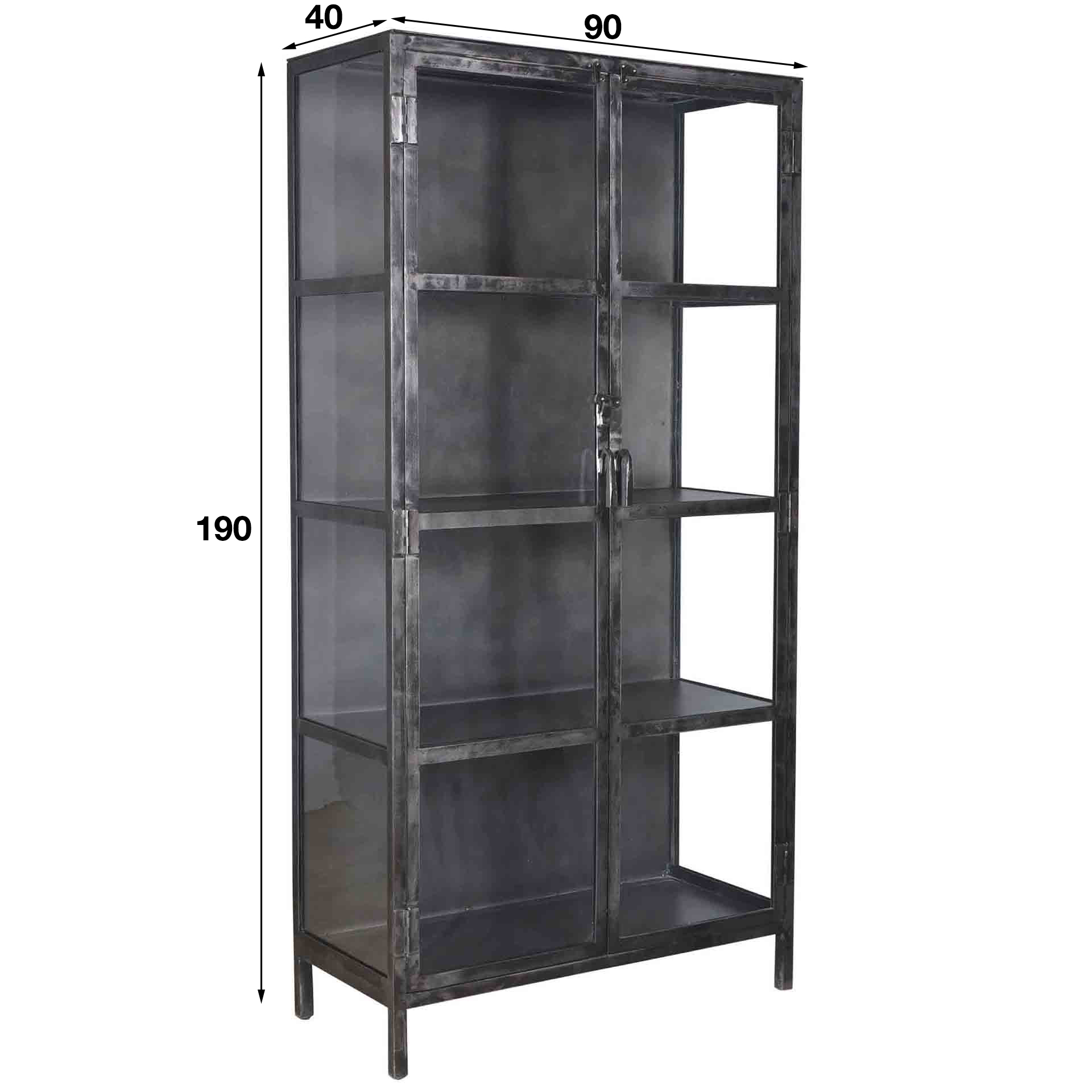 Display cabinet Rift metal 2 doors / Gun metal