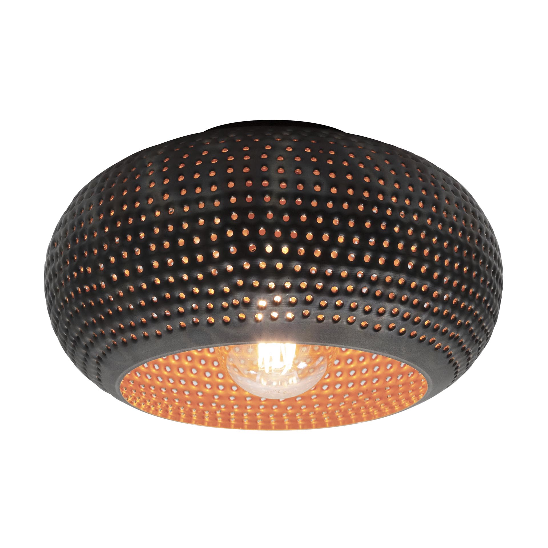 Ceiling lamp Ø35 disk punch / Black brown