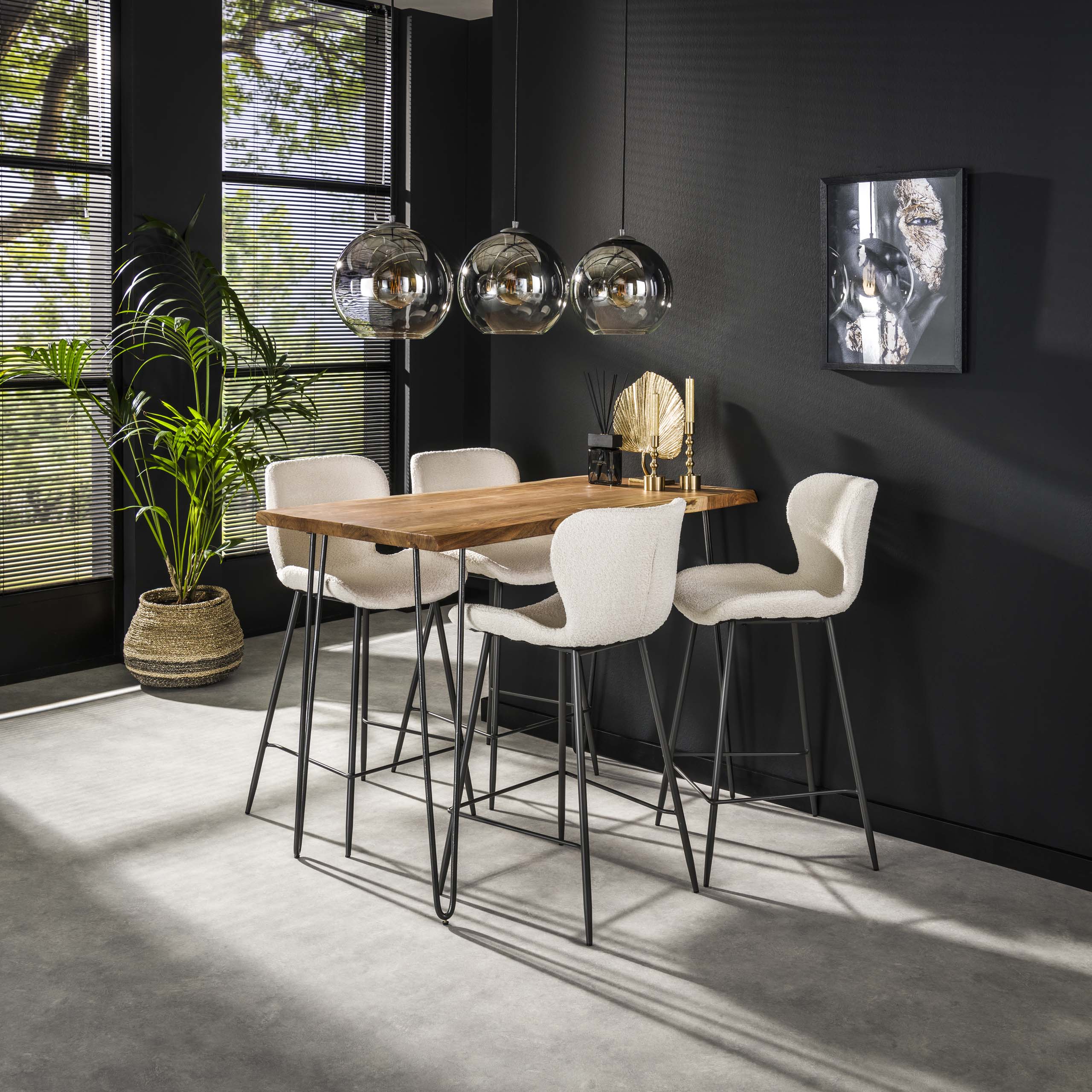 Bar table edge 130 / Solid acacia natural