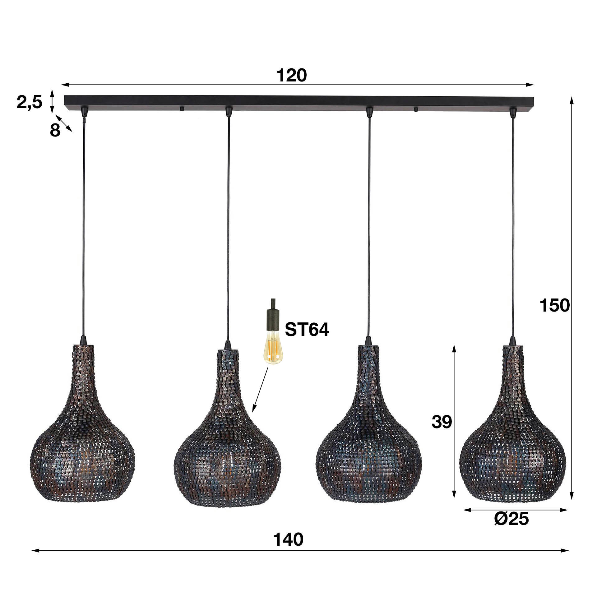 Hanging lamp 4L Droplet Mesh