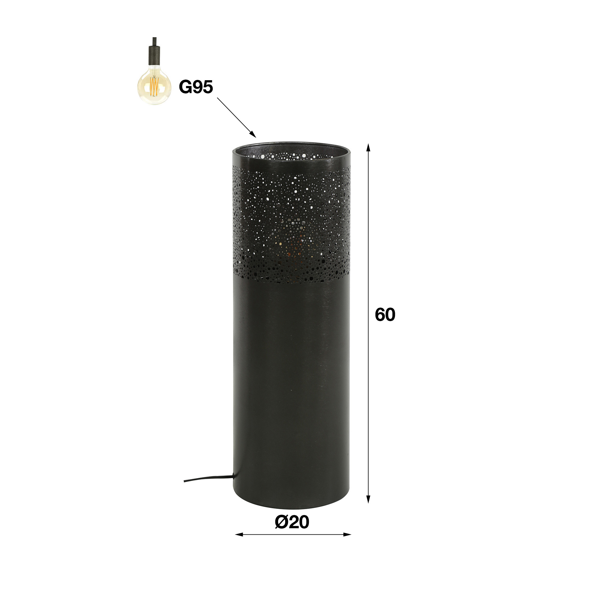 Floor lamp Cylinder Glow 1-light 60 cm - Black nickel
