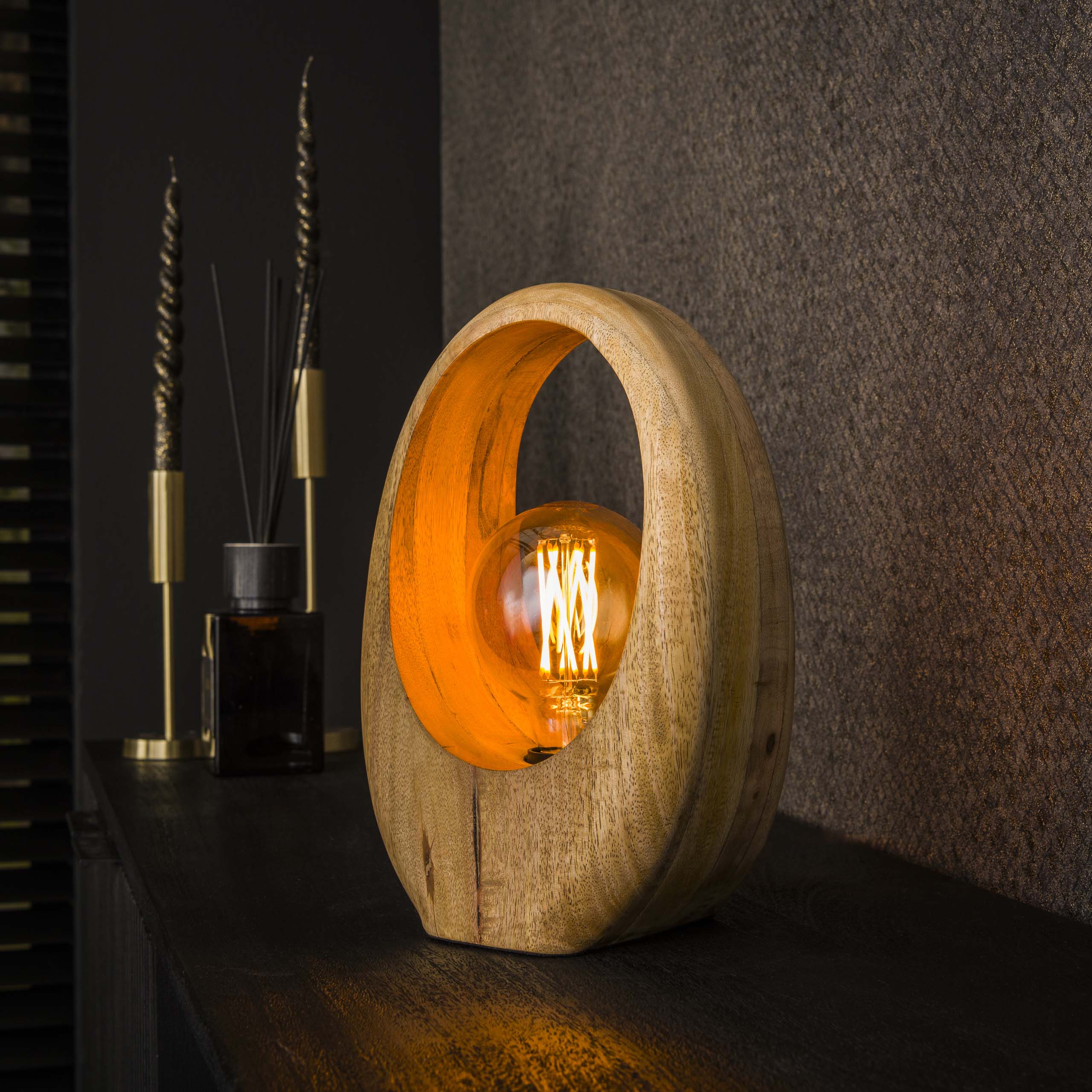 Table lamp 1L Arch wood / Solid mango natural