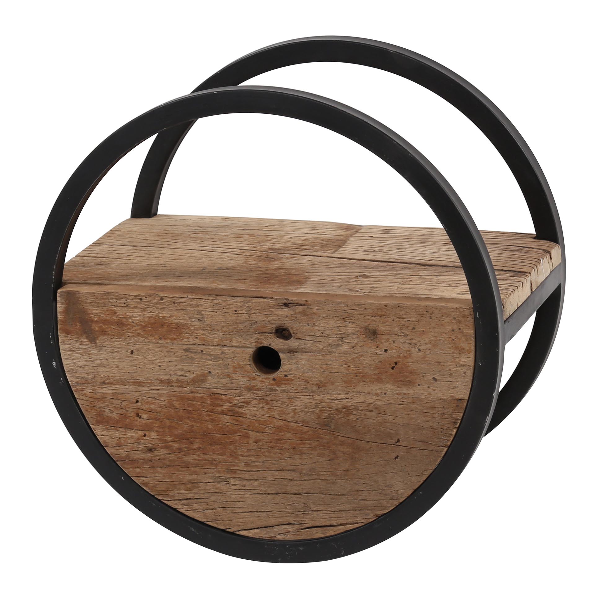 Estante de pared circular Ø40 con cajón / Madera robusta