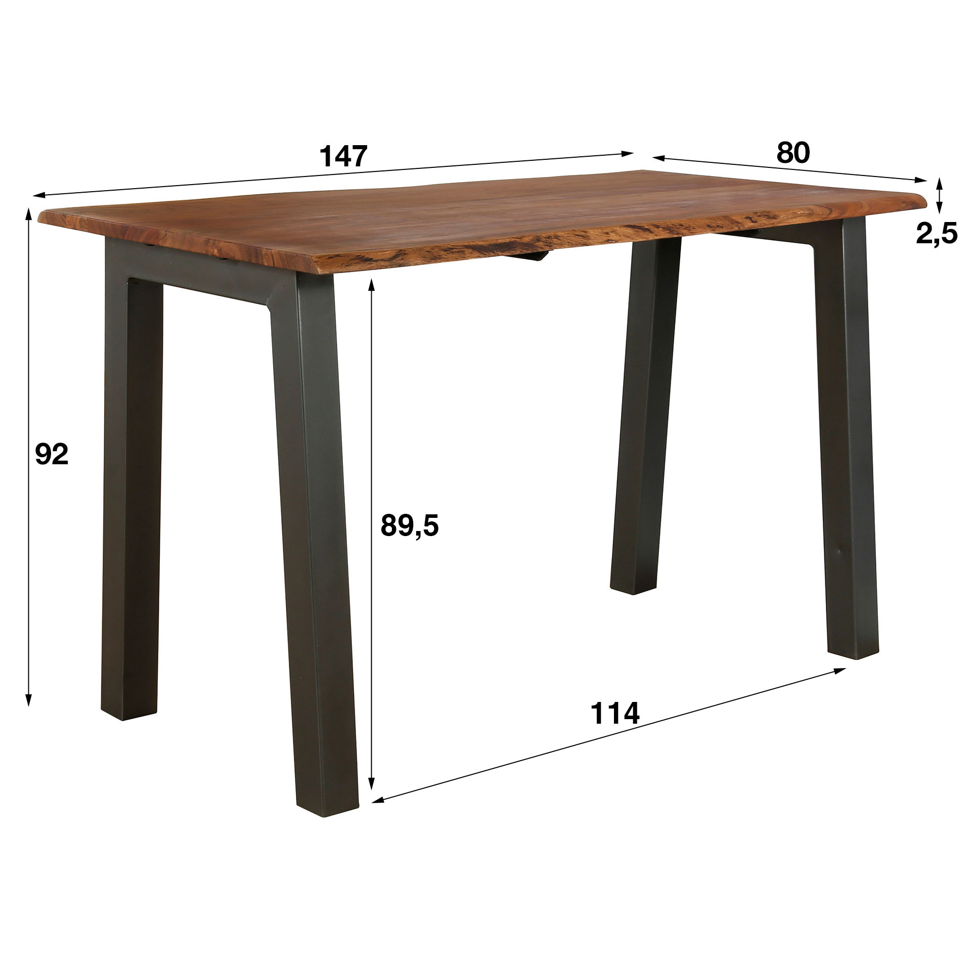 Bar table 147 edge 25mm / Solid acacia natural