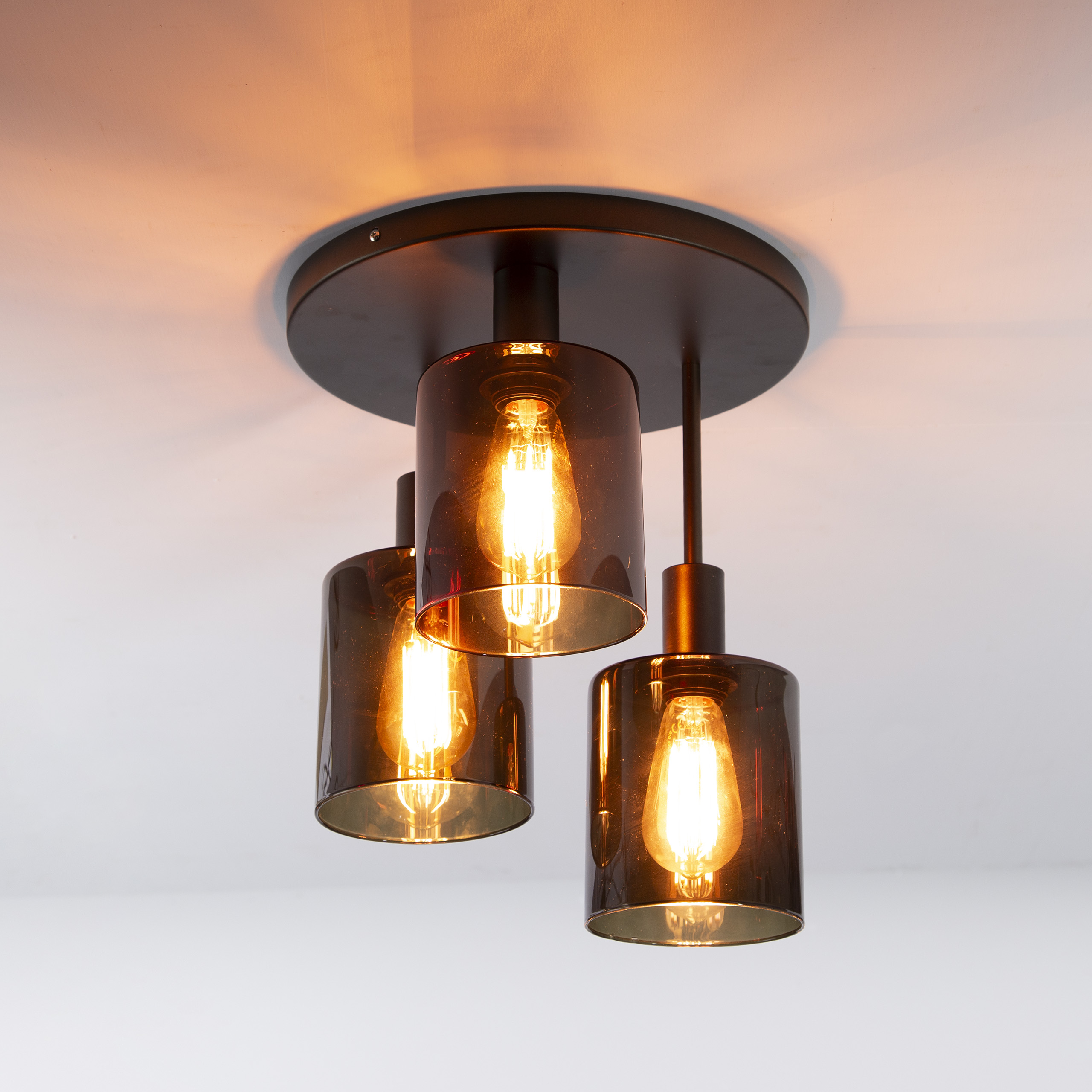 Ceiling lamp Sepiora 3-light - Sienna brown