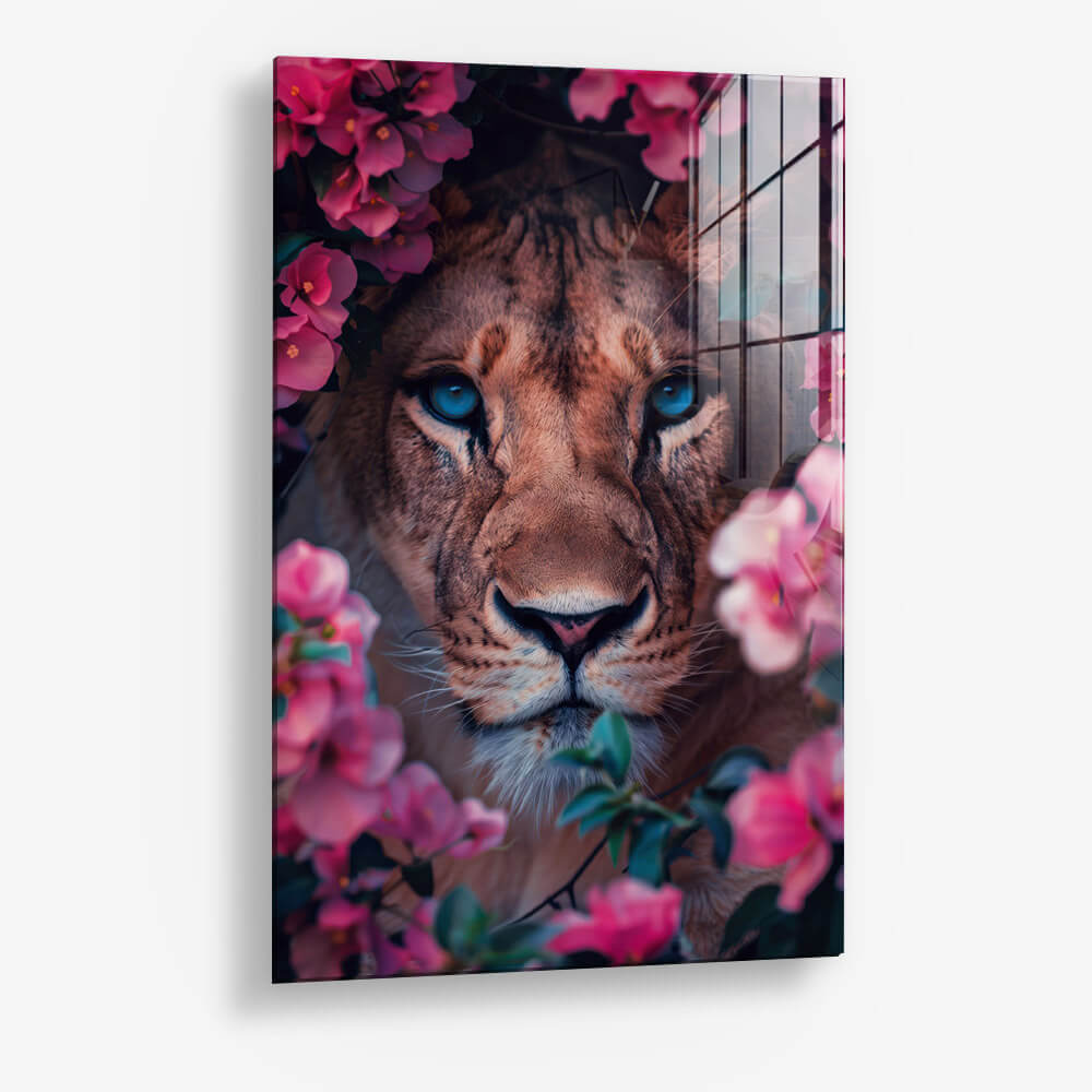 Lioness in Flowers – Vidrio