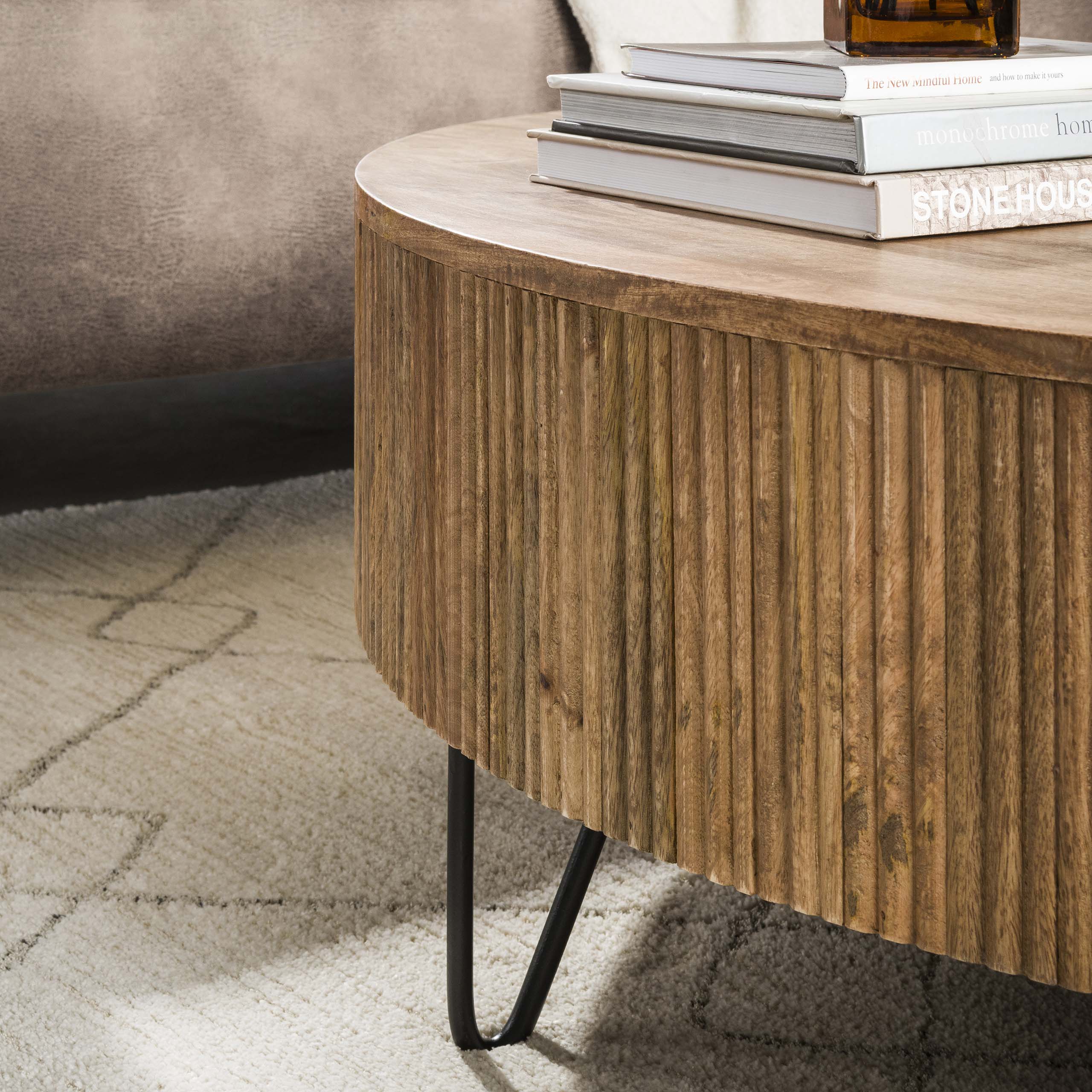 Coffee table Wave Ø120 cm - Solid mango sand