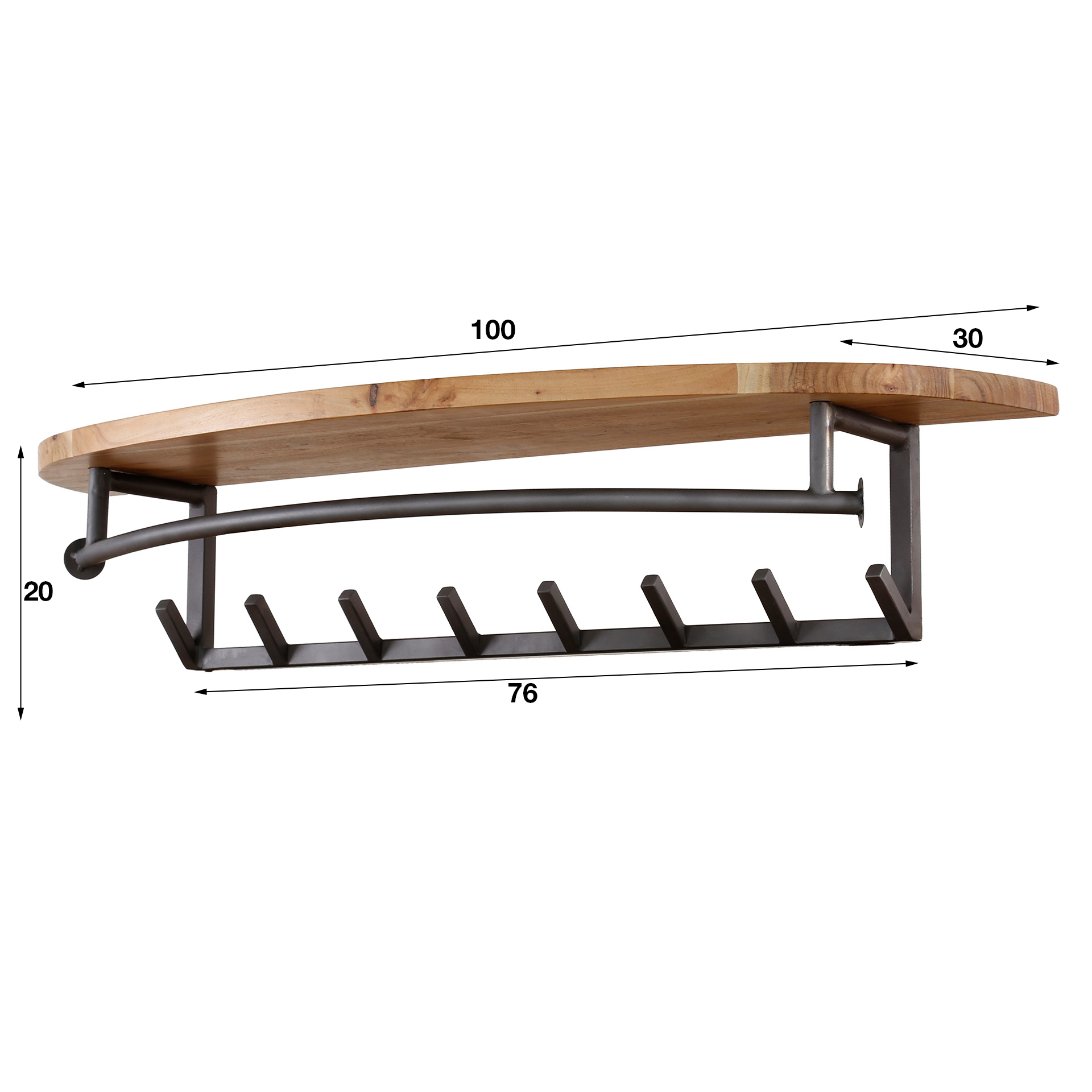 Coat rack round 8 hooks parcel shelf / Solid ac