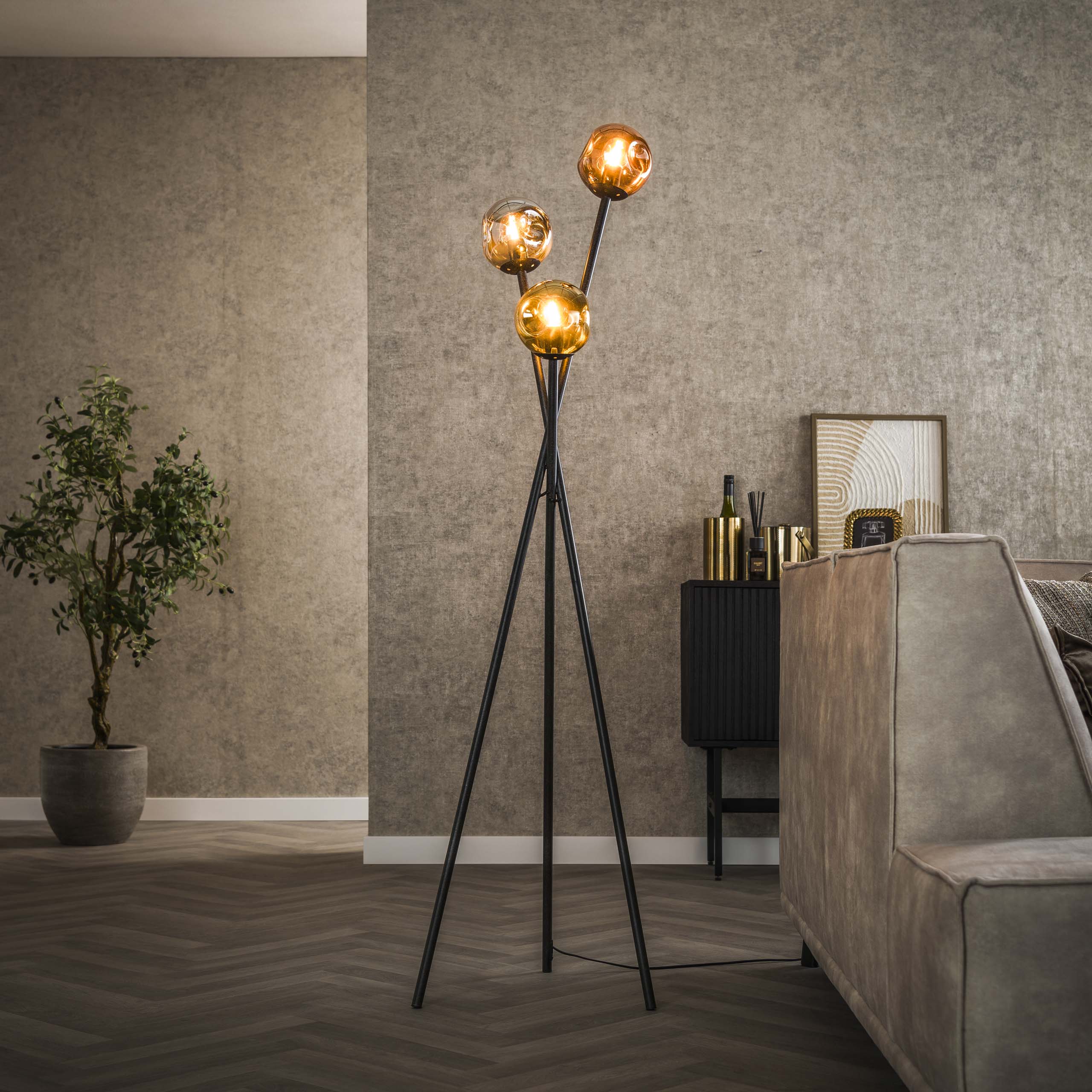 Floor lamp Molecule 3-light Artic black