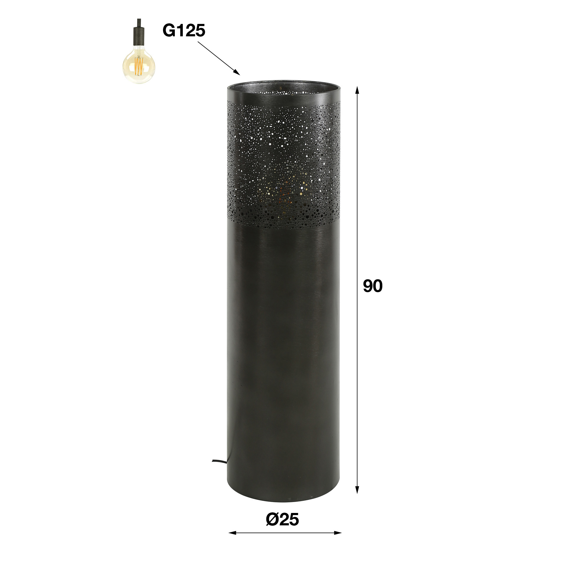 Lámpara de pie Cilindro Glow 1 luz 90 cm - Níquel negro