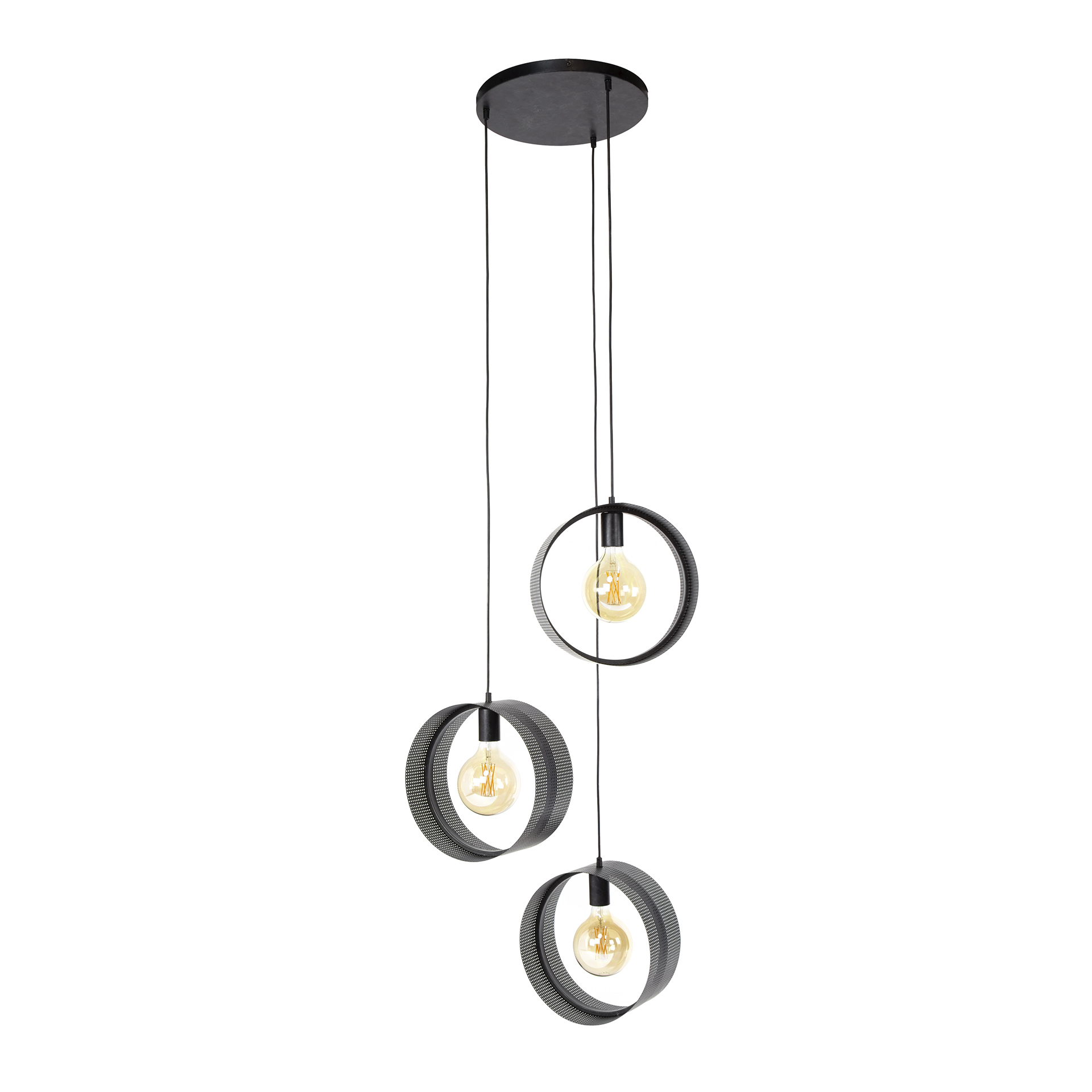 Hanging lamp Ring mesh stepped 3-light - Charcoal