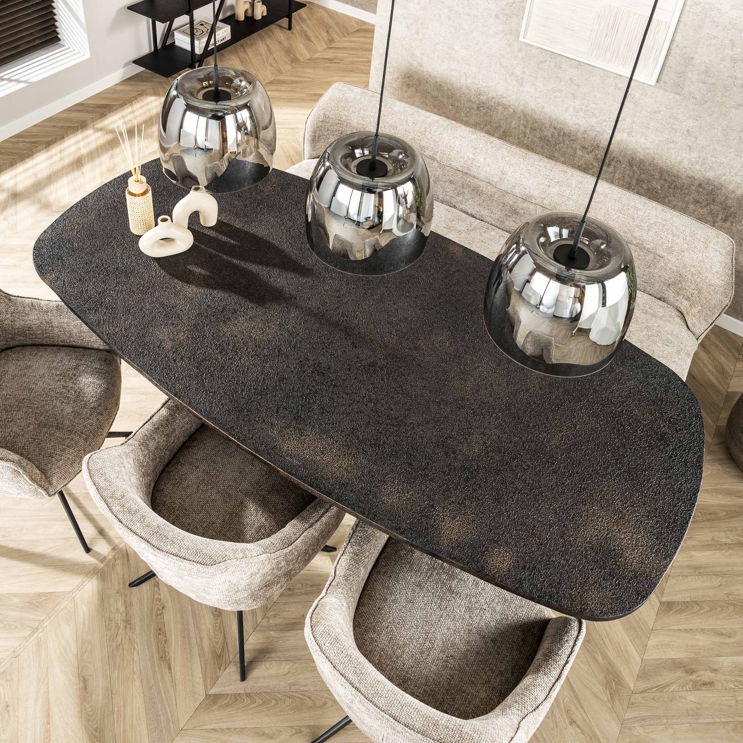 Dining table Metallic Danish oval 215 cm - Gray