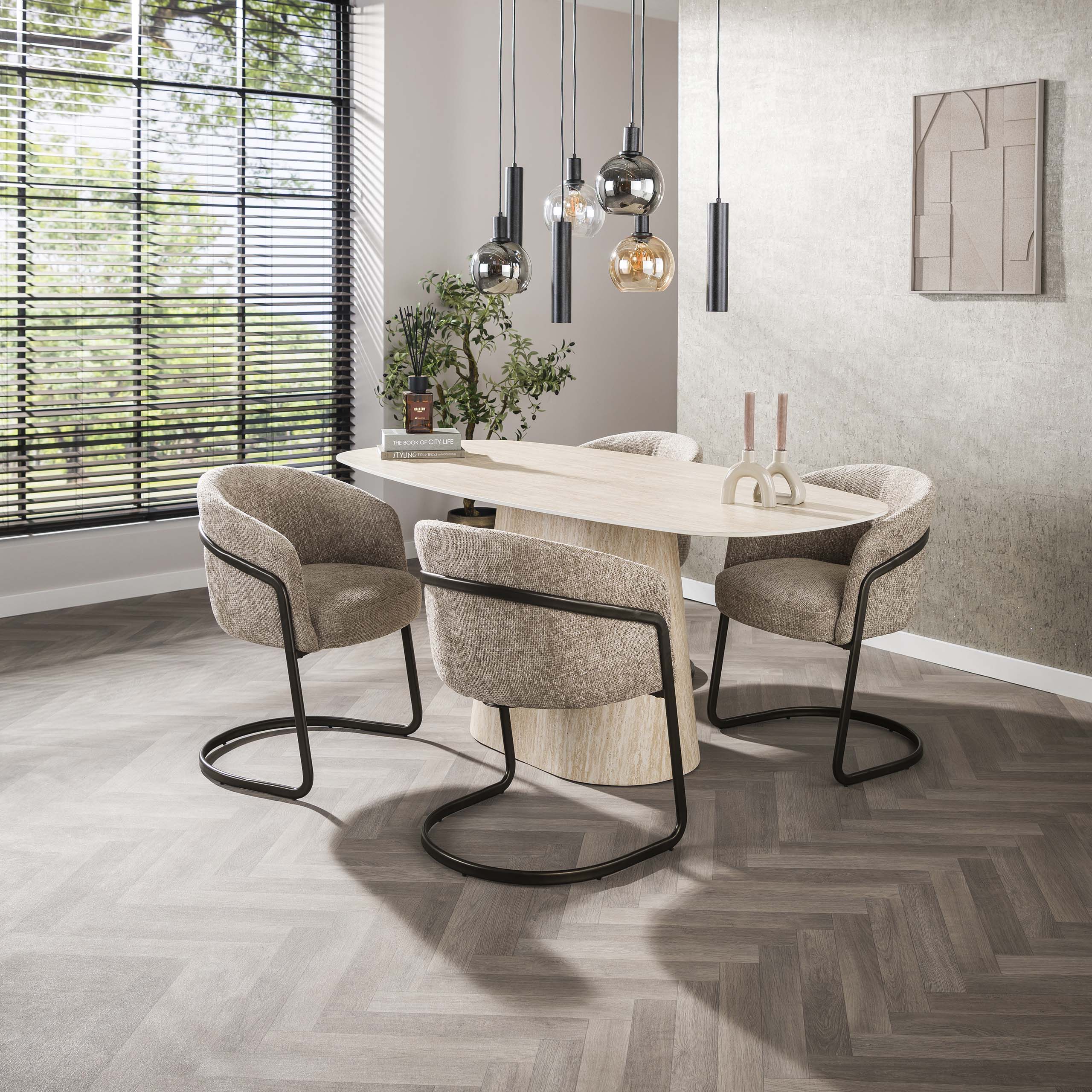 Dining table Centro Danish oval 180 cm - Ceramic travertine