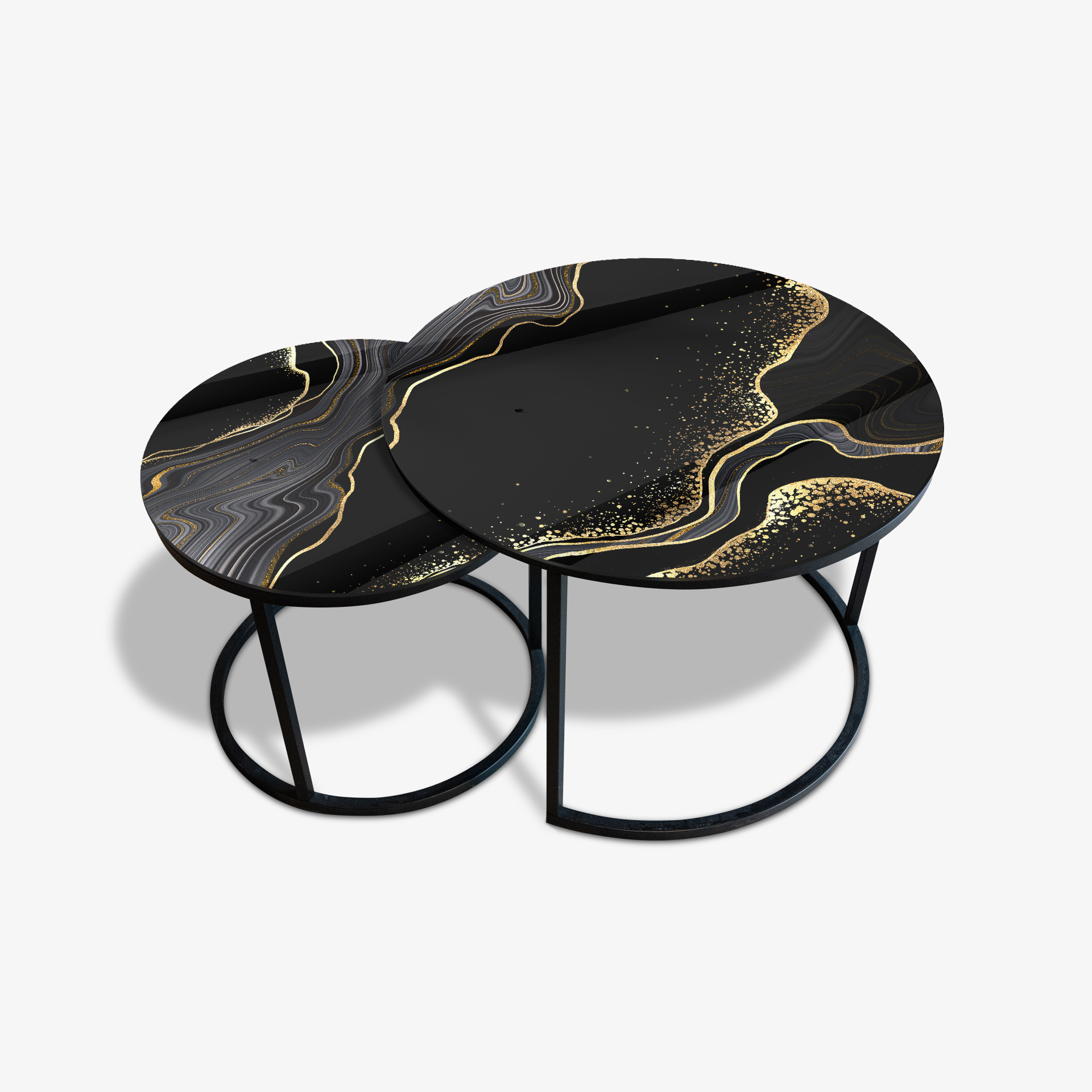 Coffee table Black - Black & Gold Stone