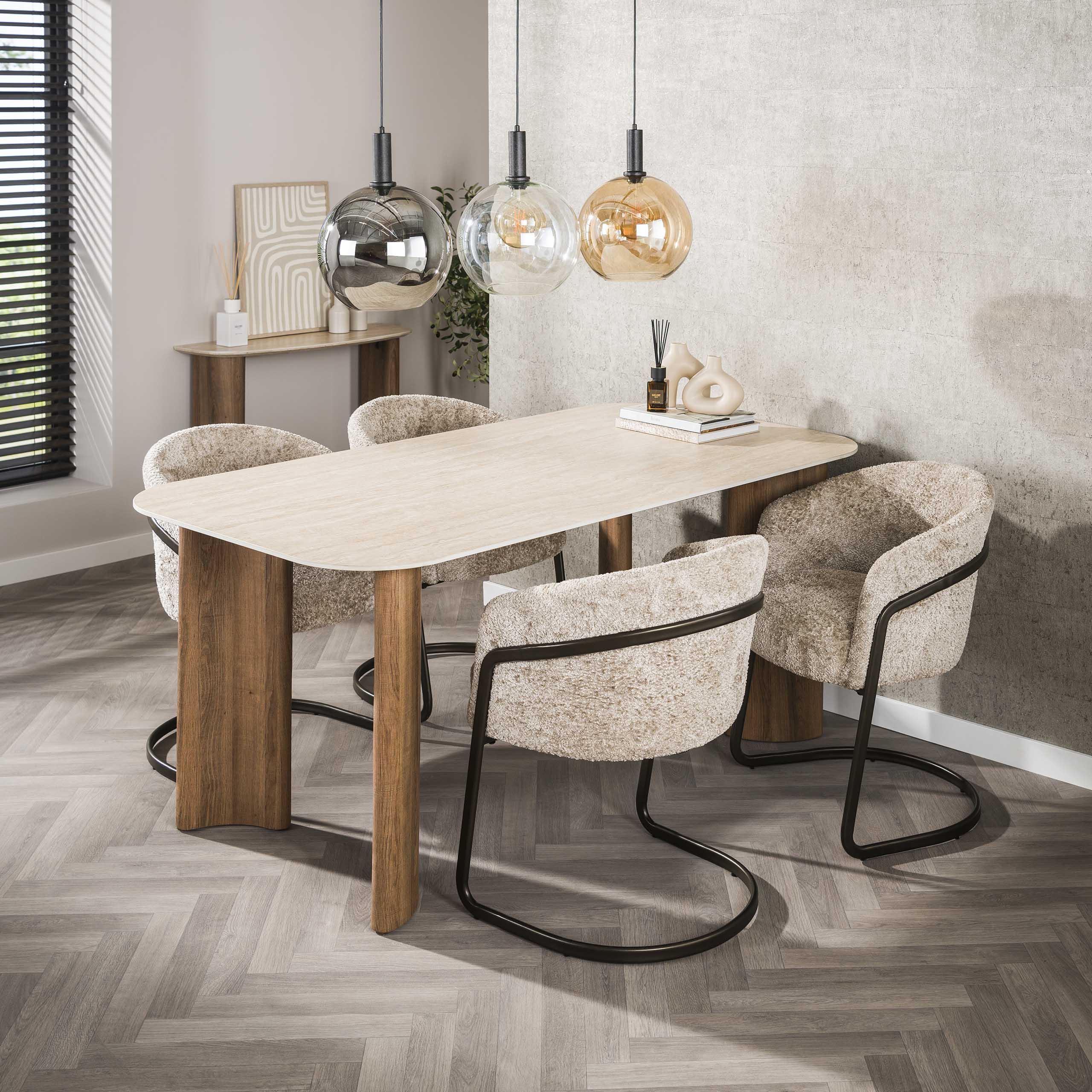 Mesa de comedor Romano Curvo 180 cm - Cerámica travertino