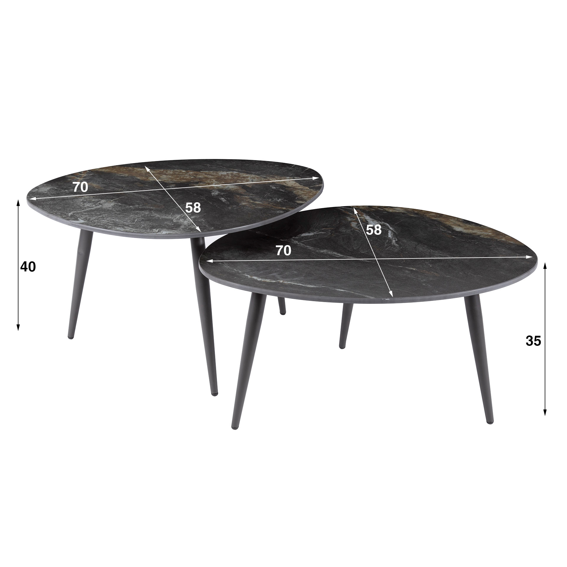Coffee table Fossil organic - set of 2 - Ceramic