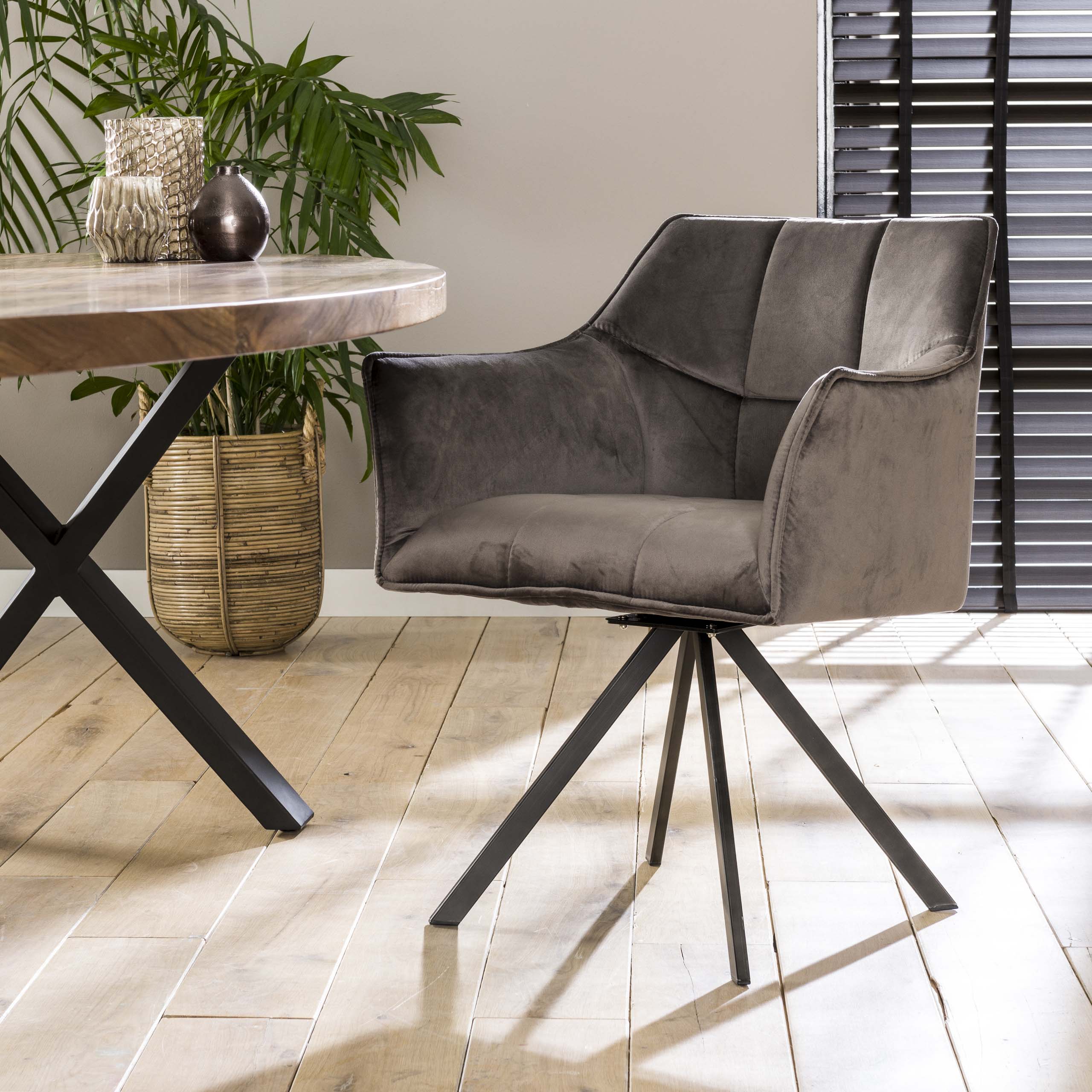 Armchair grid rotatable. VPE2 / Anthracite velvet