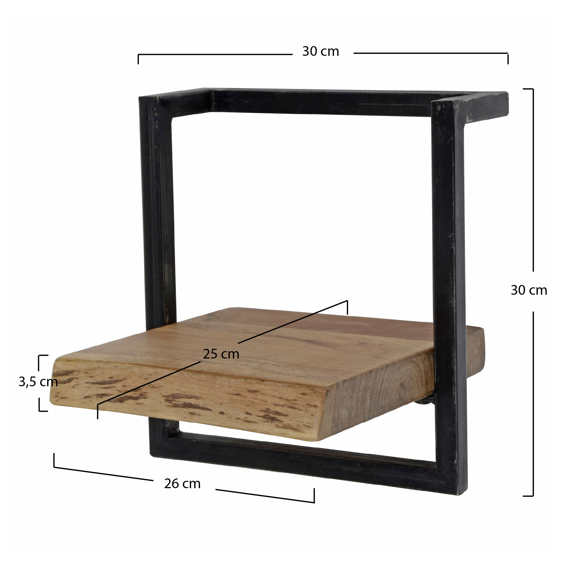 Wall shelf Edge Frame 30 cm - Solid acacia