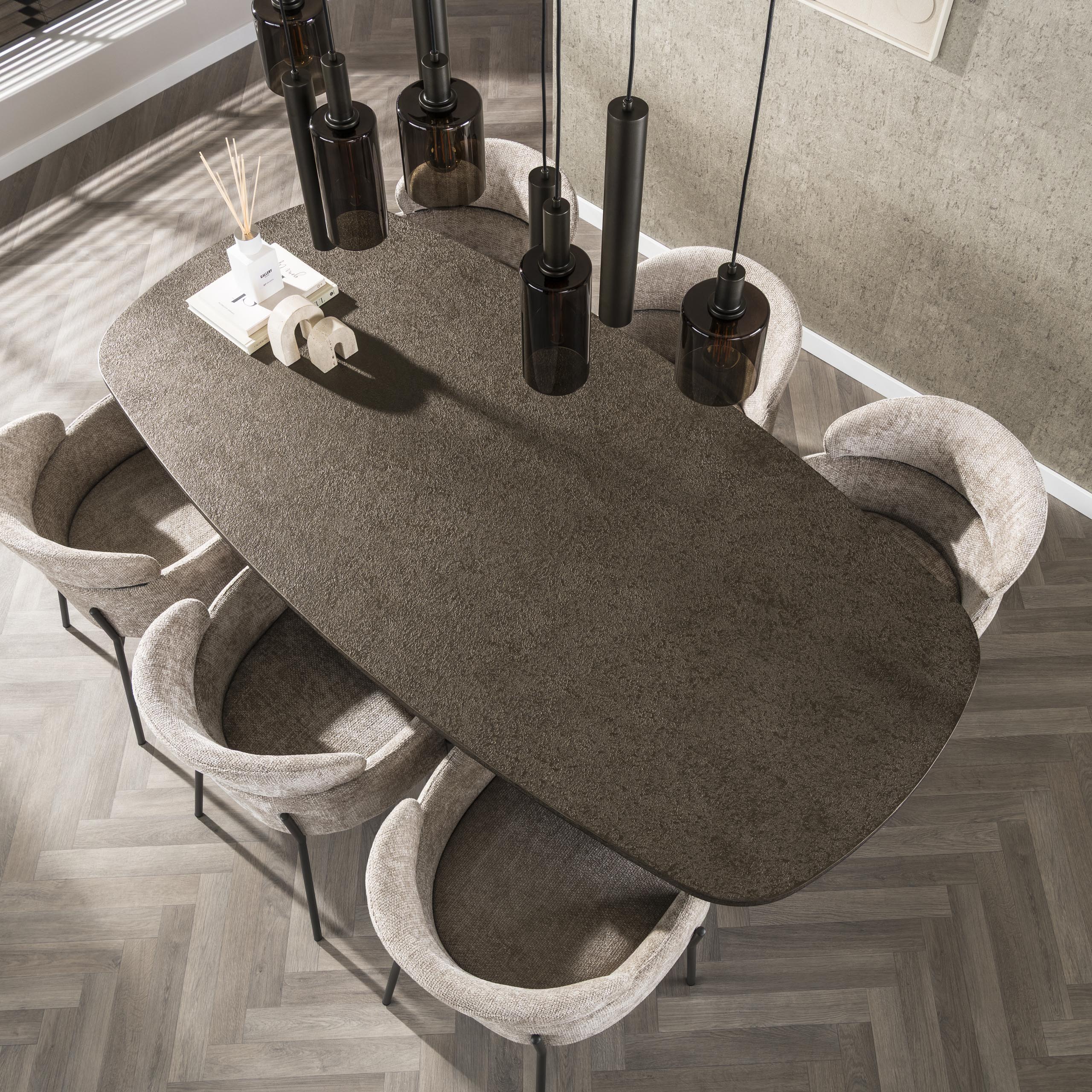 Bronvik Danish oval dining table 215 cm - Bronze liquid metal