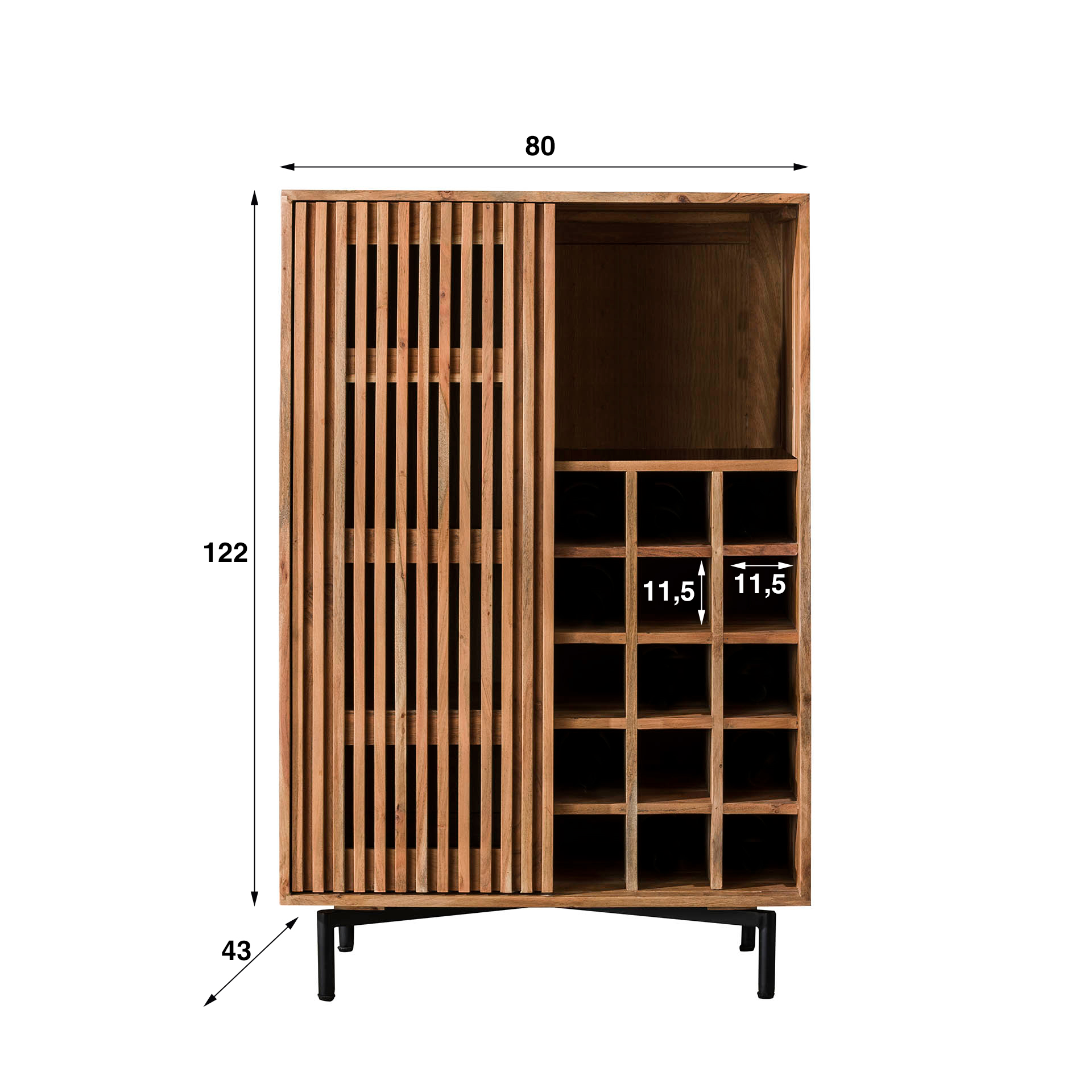 Wine Cabinet Slide - Solid acacia